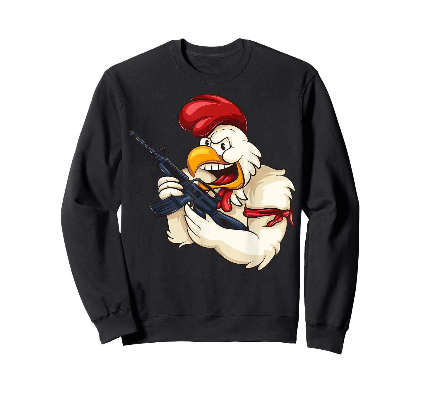 Angry Chicken Cartoon Weapon | Rooster Funny Gun Farmer Gift T-Shirt