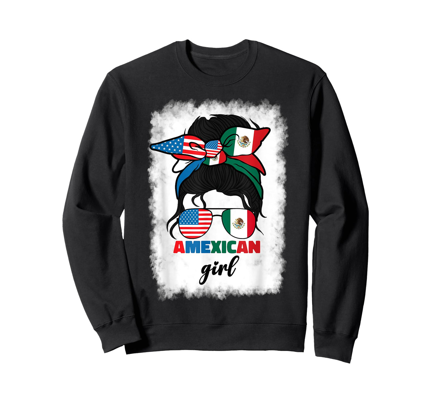 Half Mexican And American Mexico America Usa Flag Girl Funny T-Shirt