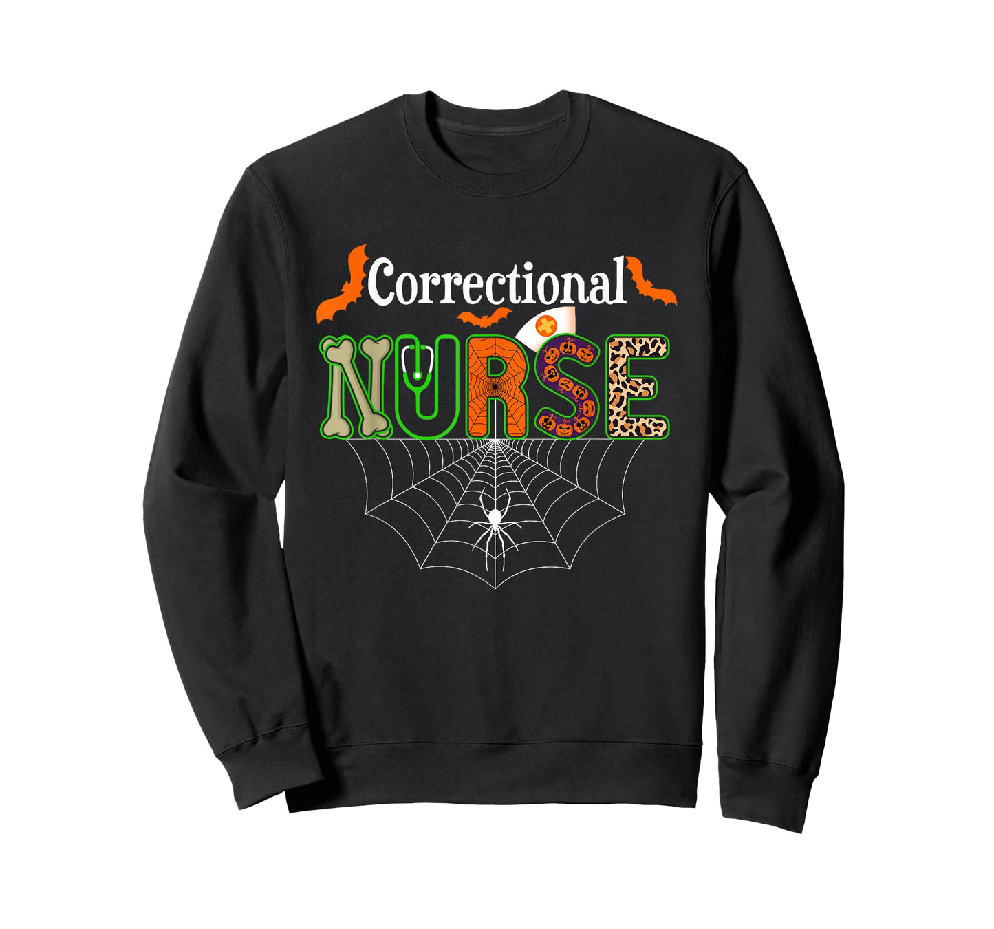 Correctional Nurse Halloween Pumpkin Leopard Stethoscope T-Shirt