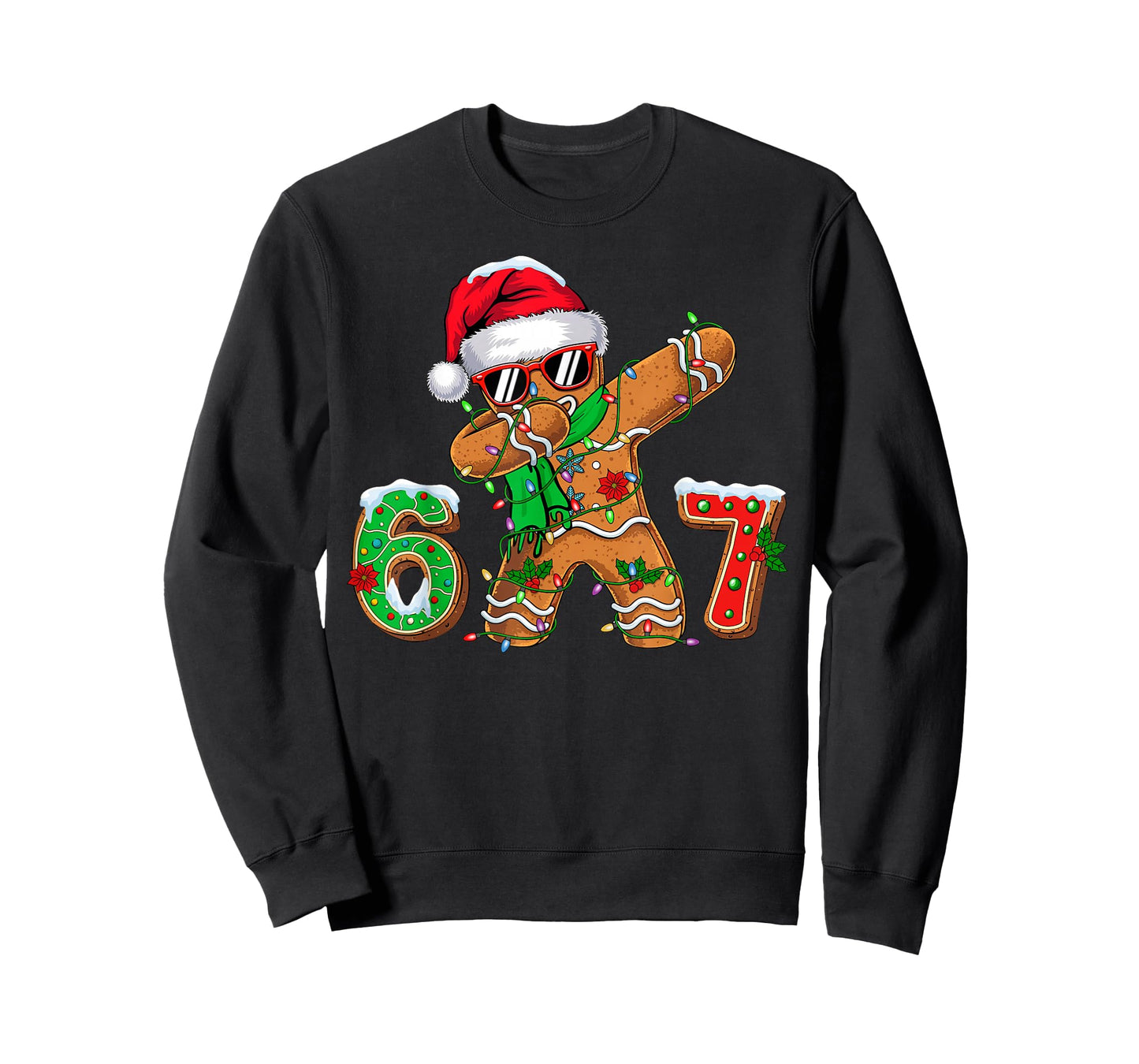 Funny Gingerbread Dabbing Six Seven 67 Meme Christmas Boys T-Shirt