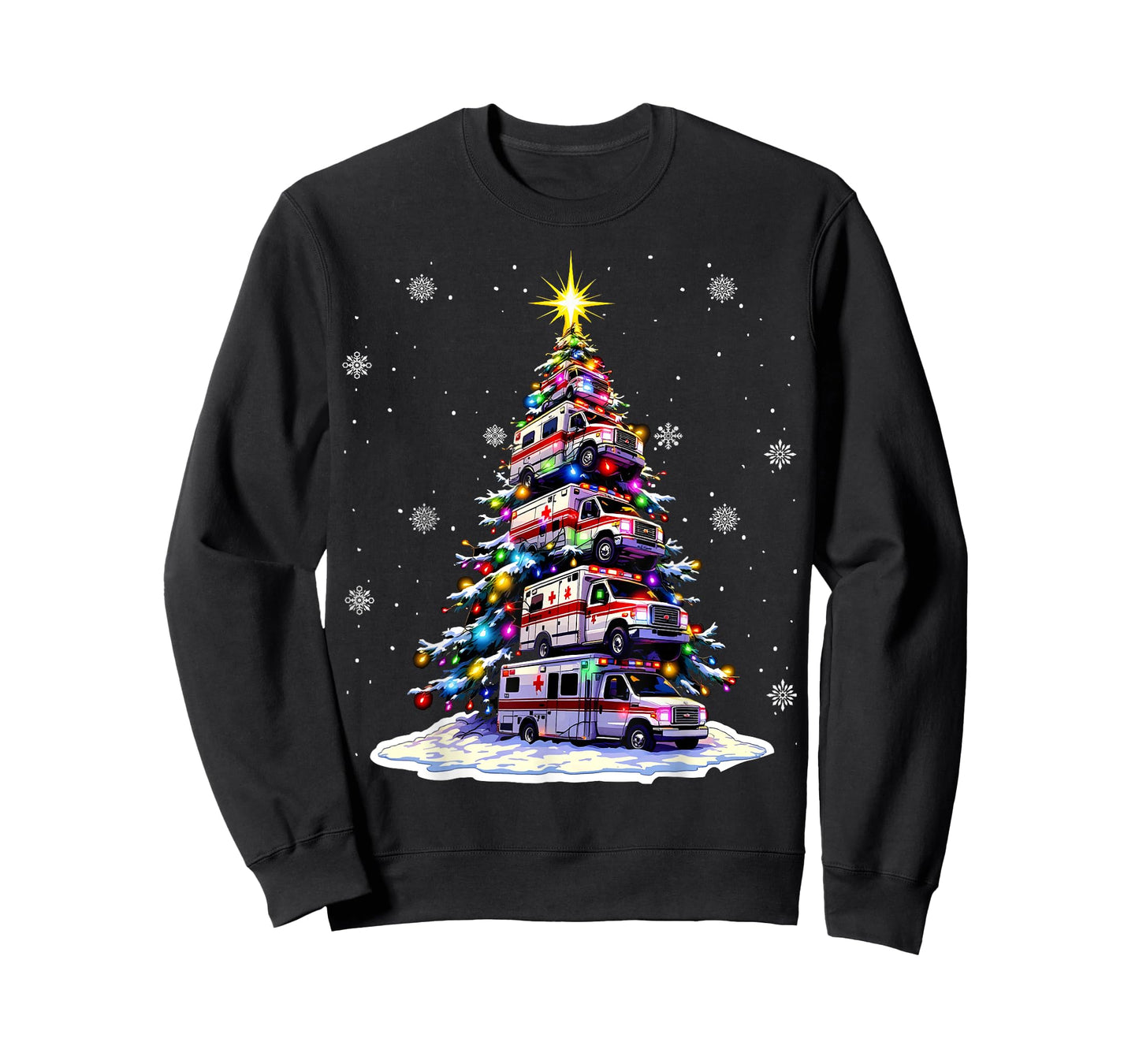 Ambulance Christmas Tree Funny Holiday EMS Medical Workers T-Shirt