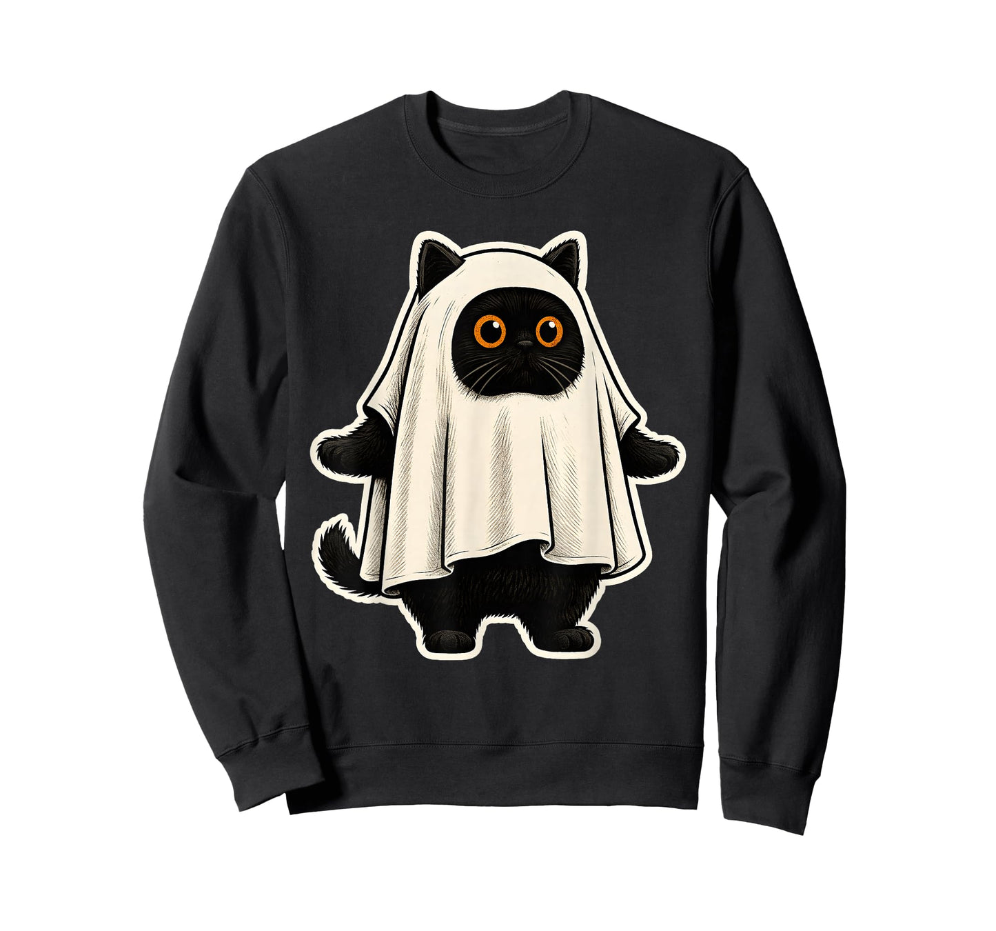 Sheet Ghost Cat Men Women Kids Teens Funny Halloween T-Shirt