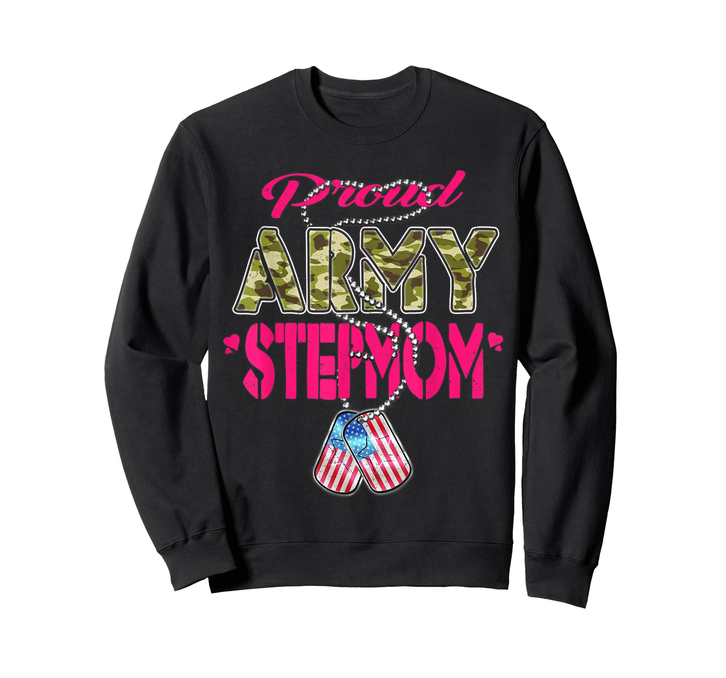 Proud Army Stepmom US Flag Camo Dog Tags Military Stepmother T-Shirt