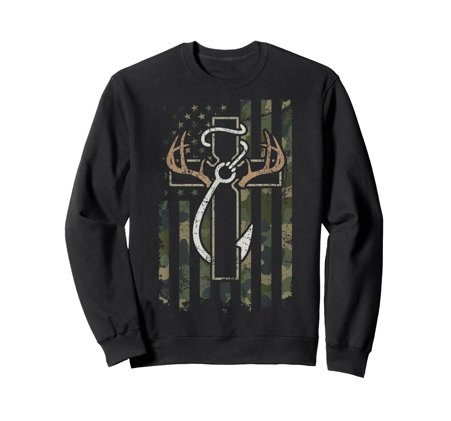 Hunting Fishing Faith - Christian Hunter Fisherman Camo USA T-Shirt