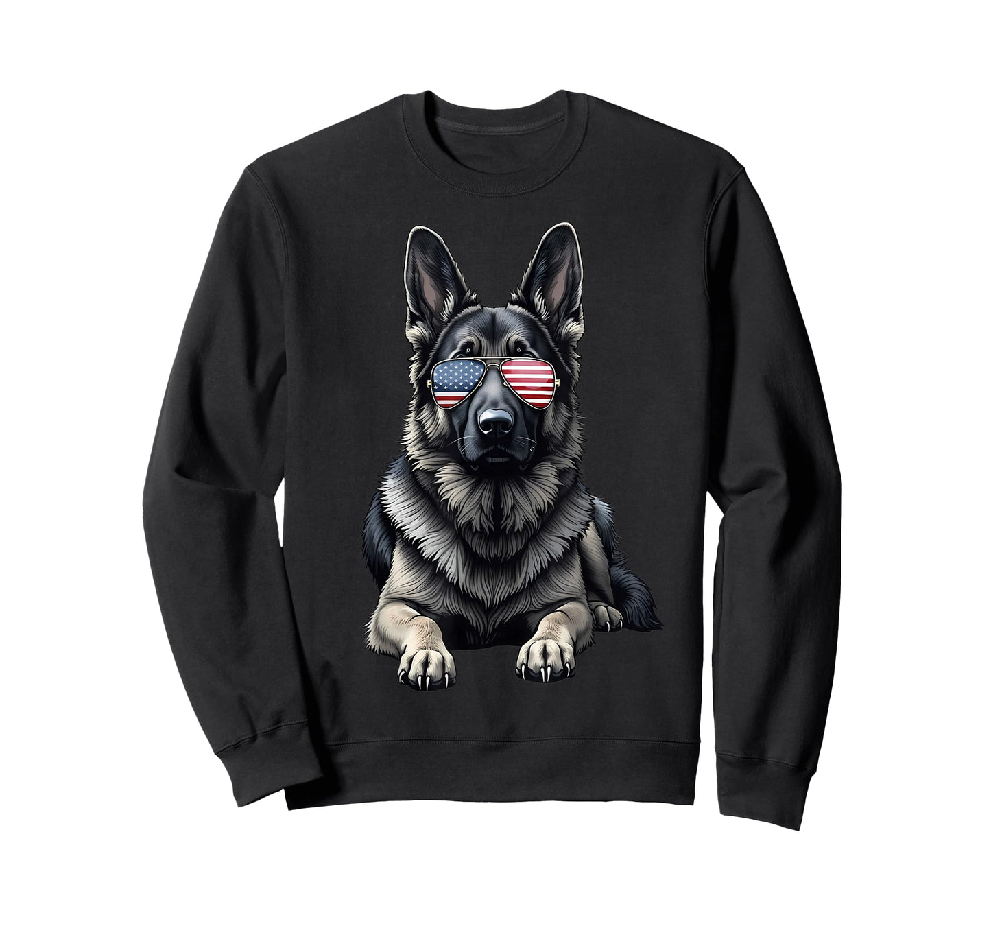 German Shepherd USA Flag Sunglasses Patriotic 4th of July T-Shirt