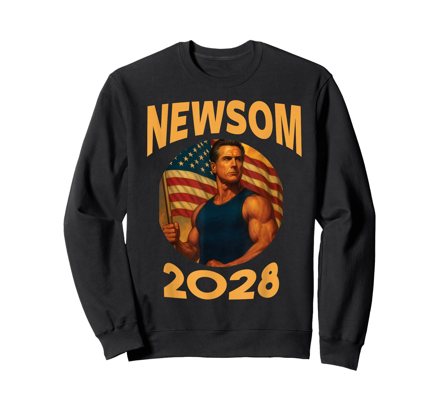 Gavin Newsom 2028 Political Satire Muscle American Patriot T-Shirt