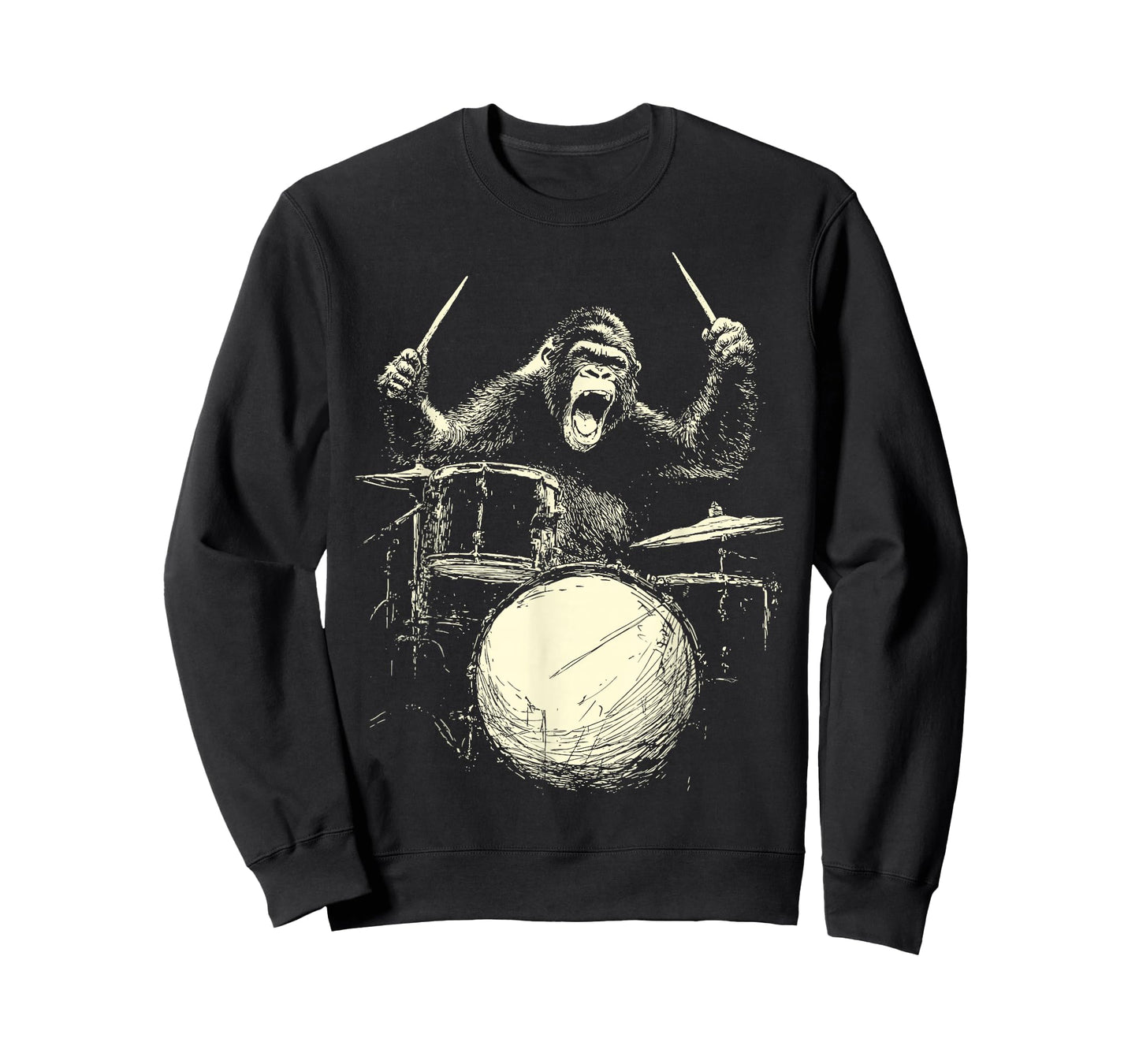 Gorilla Playing Drums Funny Music Animal Drummer Graphic T-Shirt