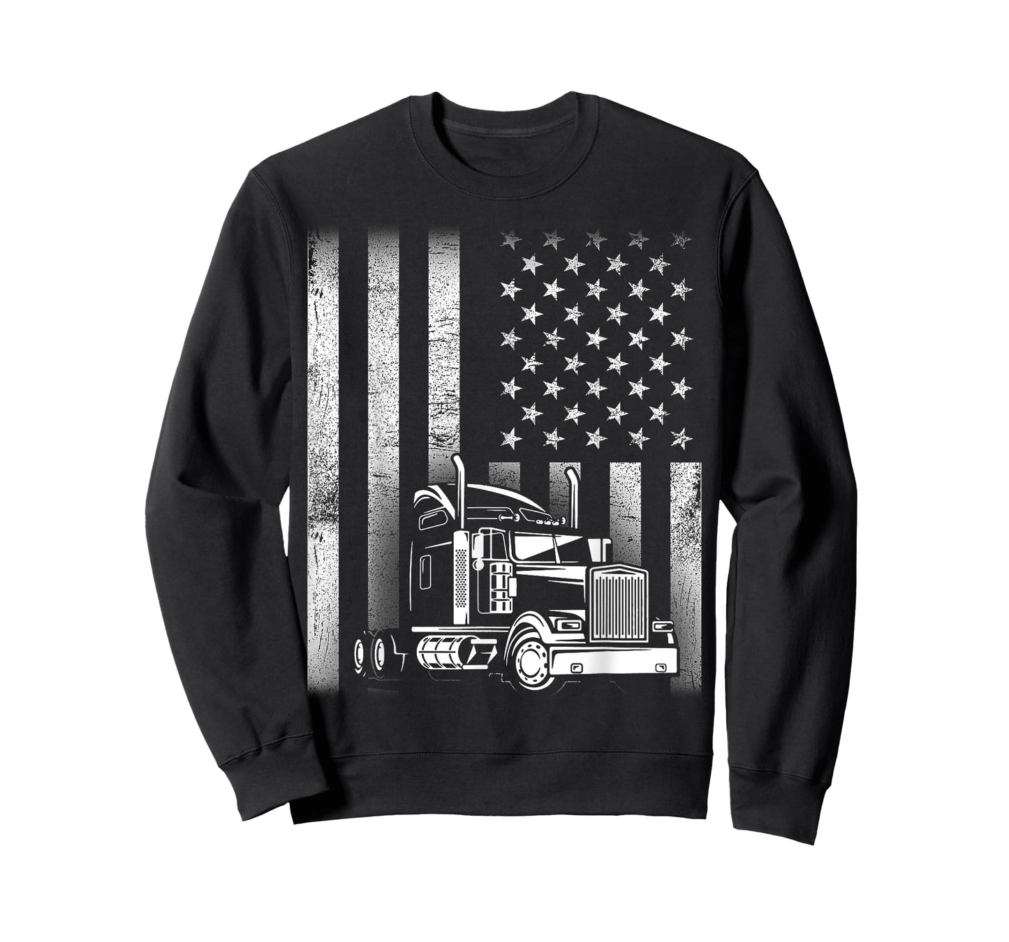 Semi Truck Driver 18 Wheeler Trucker Cool US American Flag T-Shirt