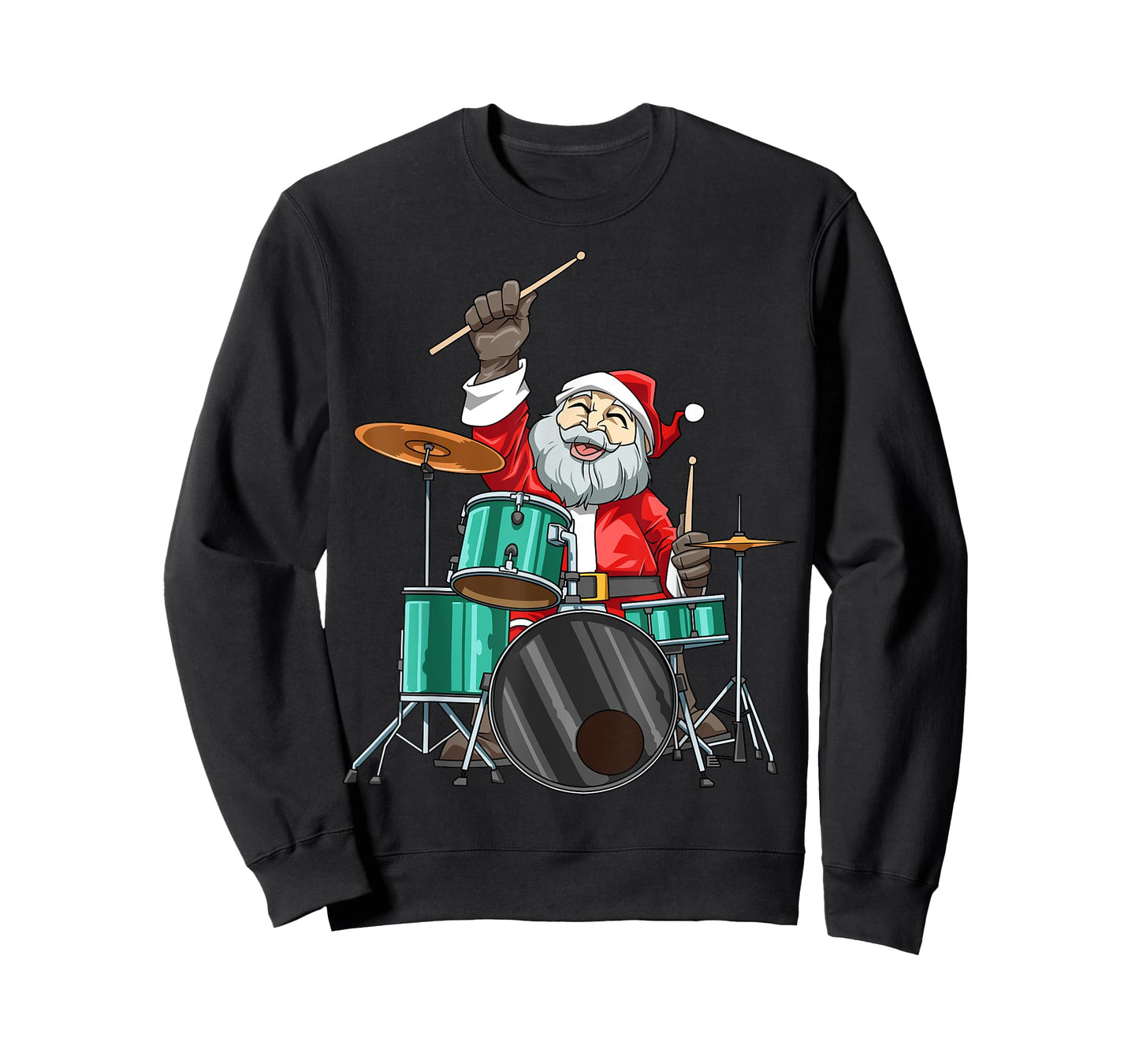 Santa Playing Drums Drummer Christmas Drums Santa Drumming T-Shirt