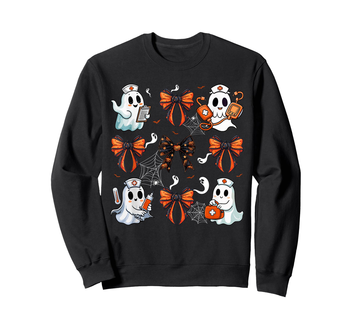 Cute Nurse Ghost Boo Halloween Coquette Bow Nurse Crew T-Shirt
