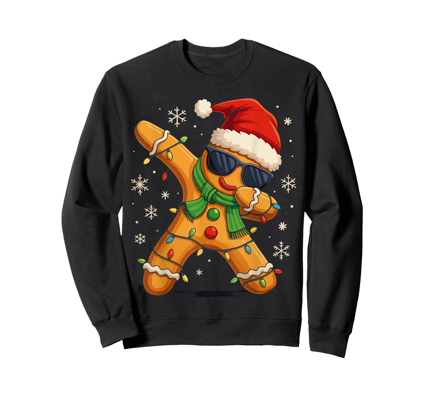 Dabbing Gingerbread Man Costume, Kids Christmas Santa Hat T-Shirt