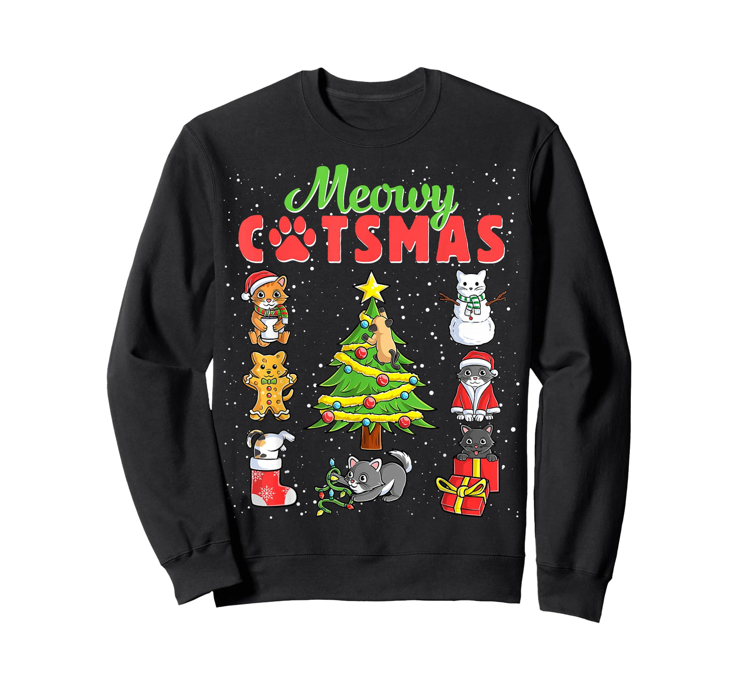 Meowy Catsmas Cats Christmas Funny Holiday Cat Boys Girls T-Shirt