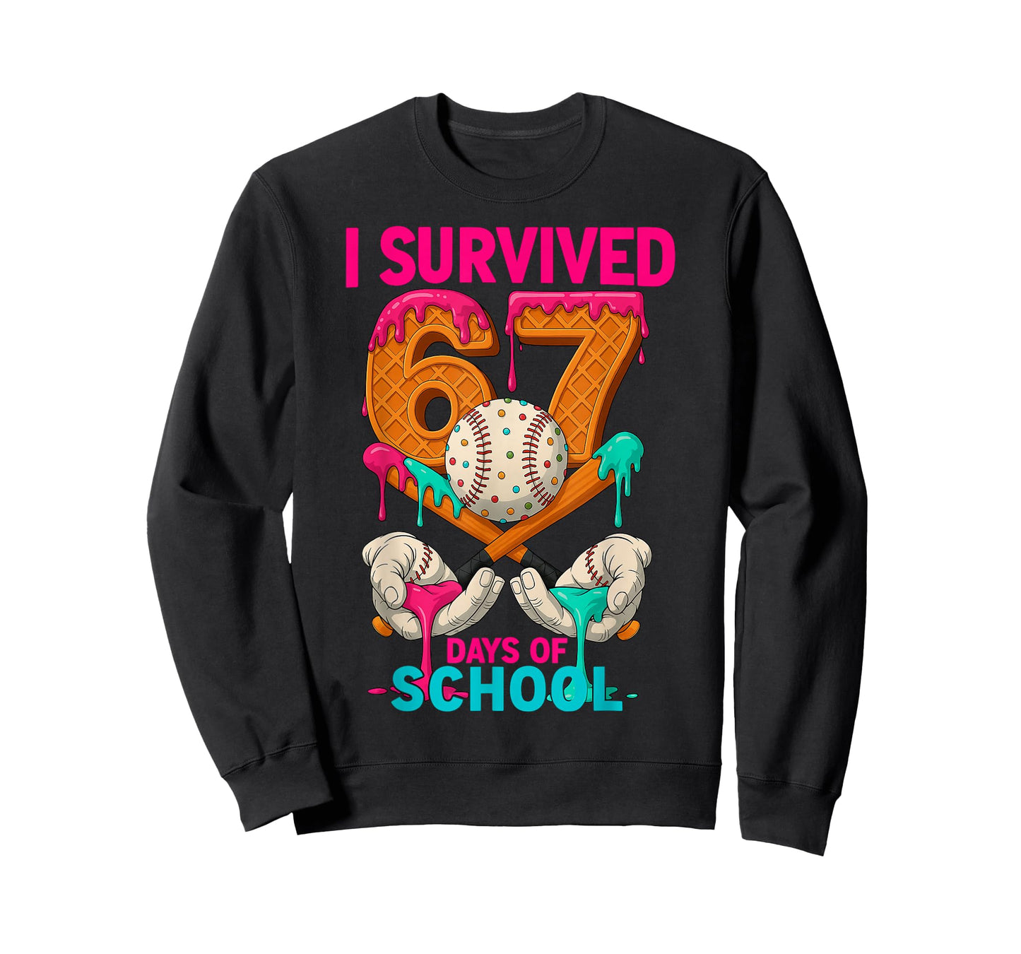 HUGvyn I Survived 67 Days of School Ice Cream Six Seven Meme T-Shirt
