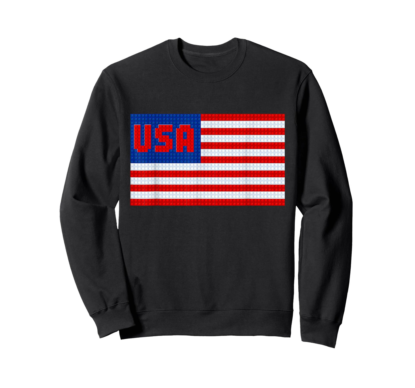 USA Flag - Patriotic Brick Builder Block Building T-Shirt