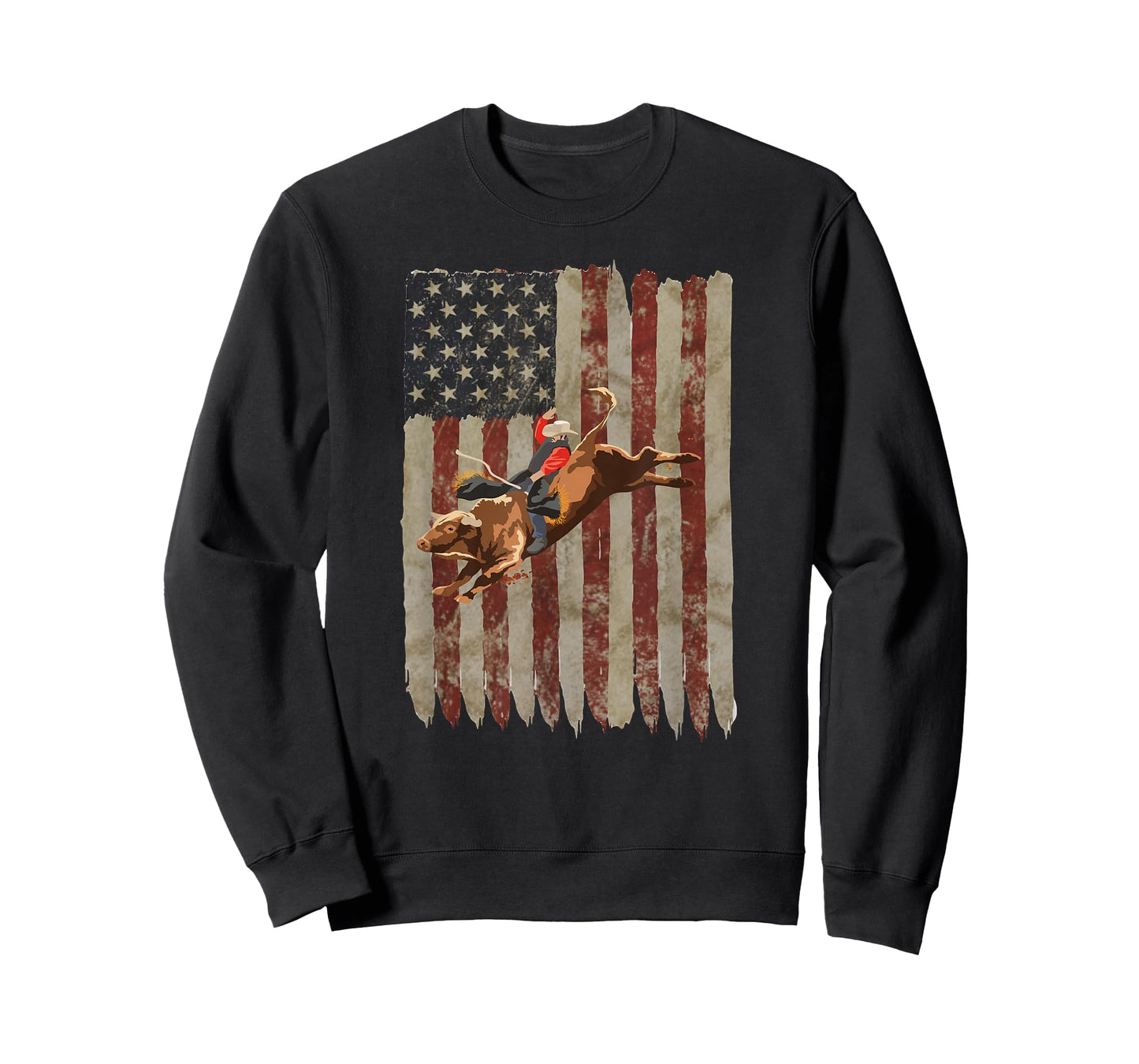 Patriotic Rodeo Bull Rider American Flag Western Cowboys T-Shirt