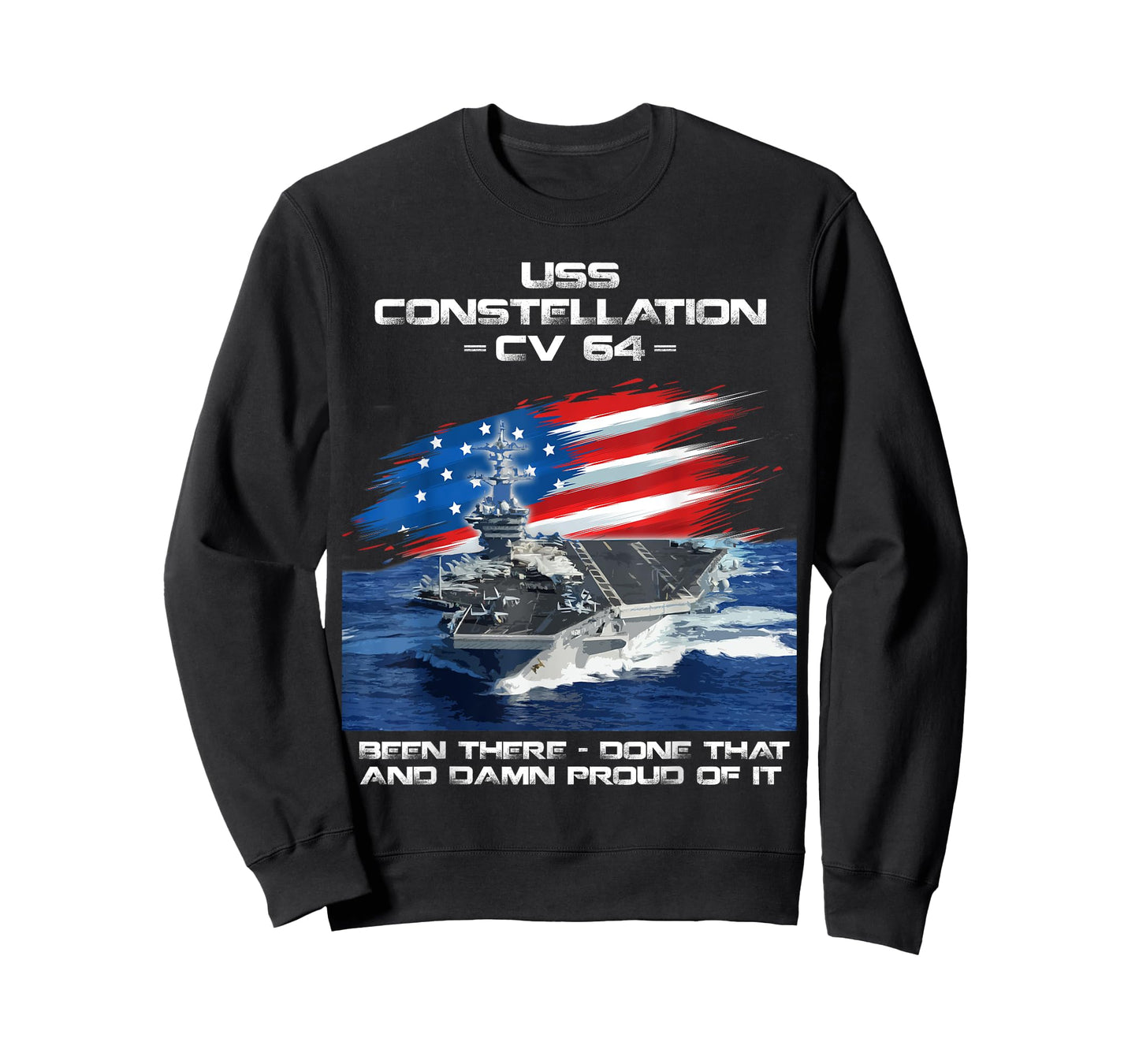 USS Constellation CV 64 Aircraft Carrier Veteran USA Flag Women Men T-Shirt