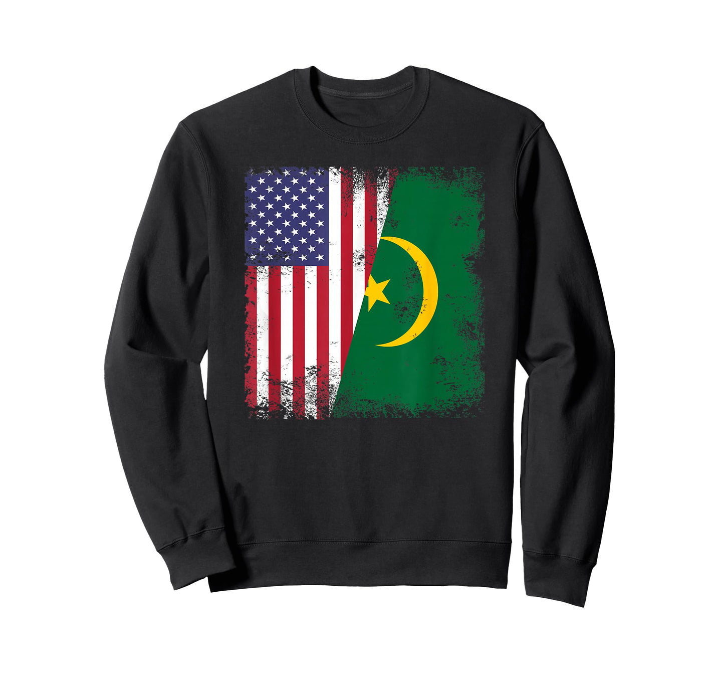 Half Mauritanian Flag | Vintage Mauritania USA Gift T-Shirt