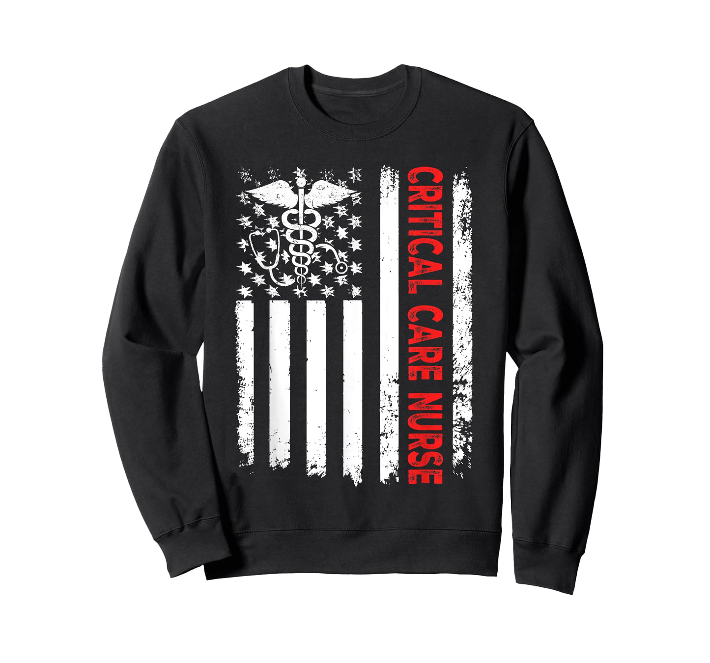 Critical Care Nurse American Flag Patriotic Registered Nurse T-Shirt for Women Men