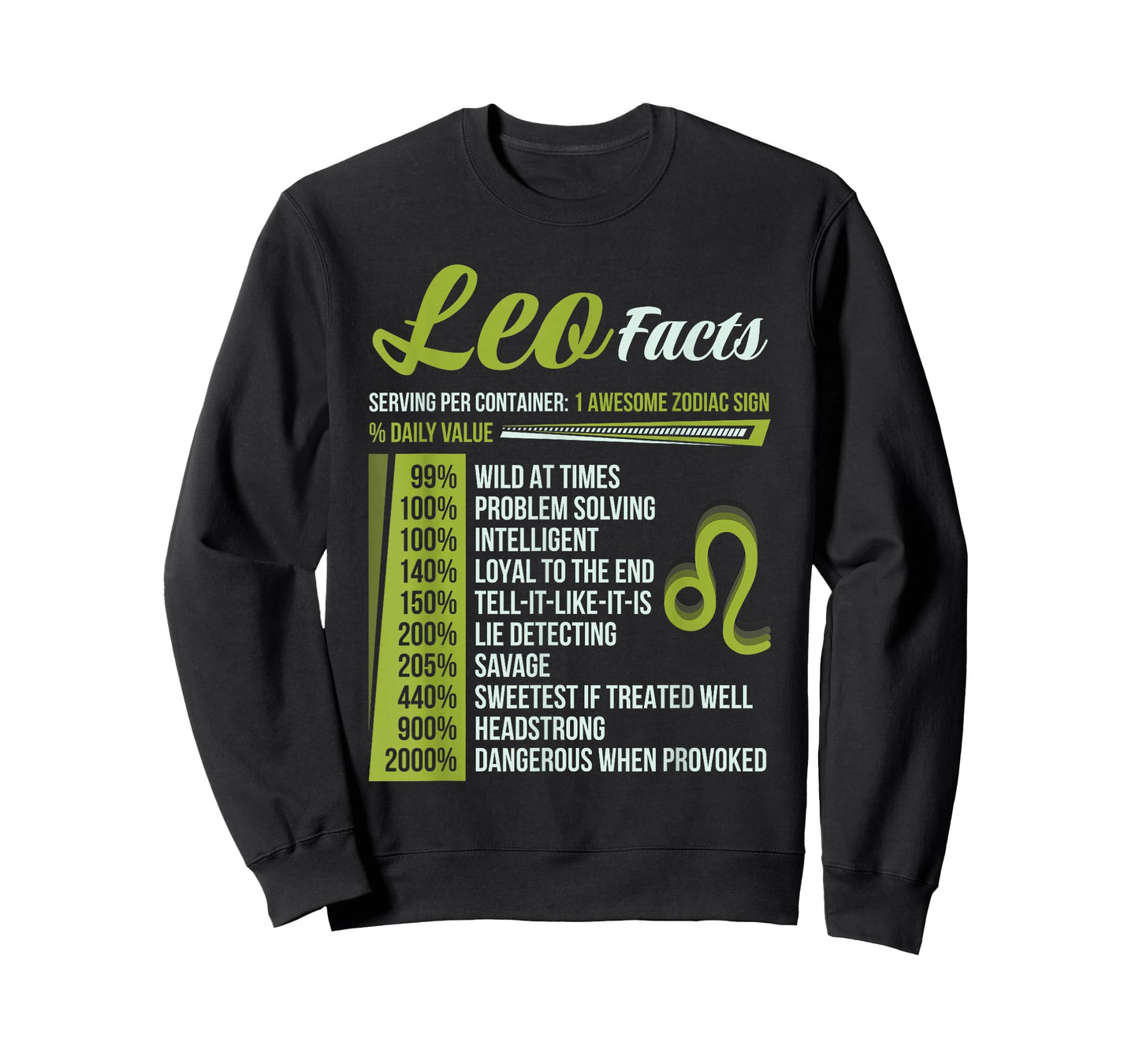 Leo Facts Traits Horoscope Zodiac Astrological Sign Funny T-Shirt, Small, Black