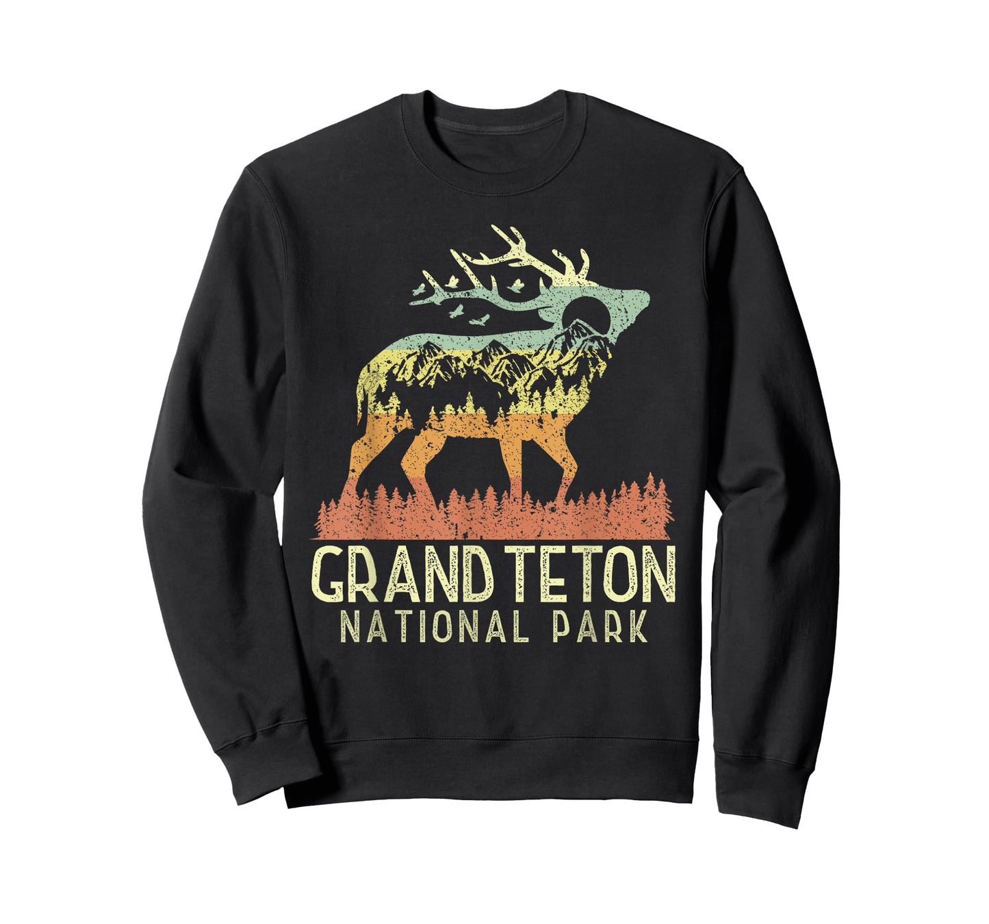 Grand Teton National Park Retro Mountain Vintage Elk Gift T-Shirt