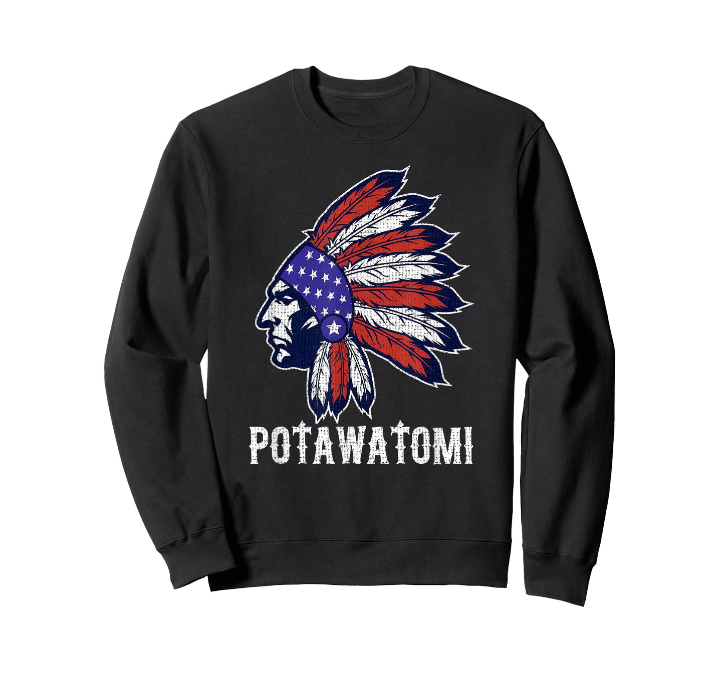 Potawatomi Native American Flag Pride Headdress T-Shirt