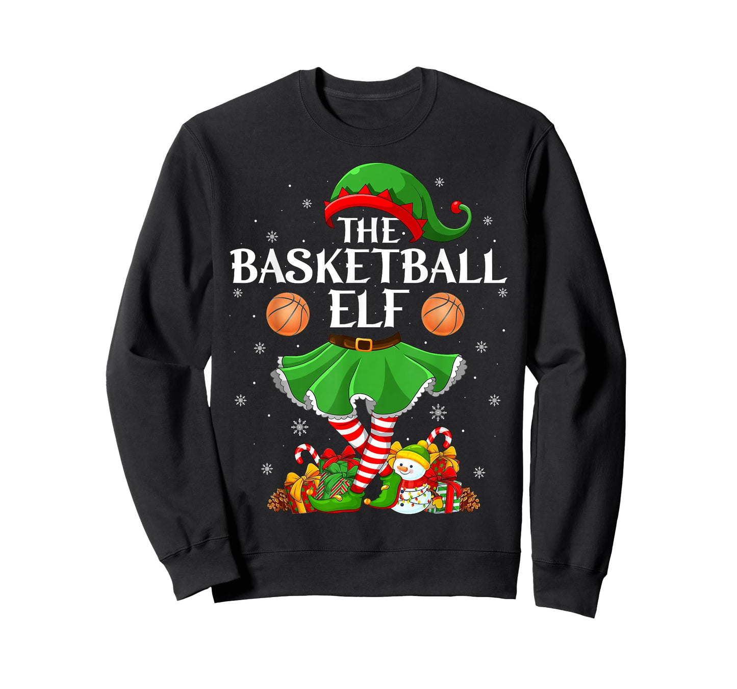 Basketball Elf Christmas Family Elf Squad Xmas Girls Women T-Shirt