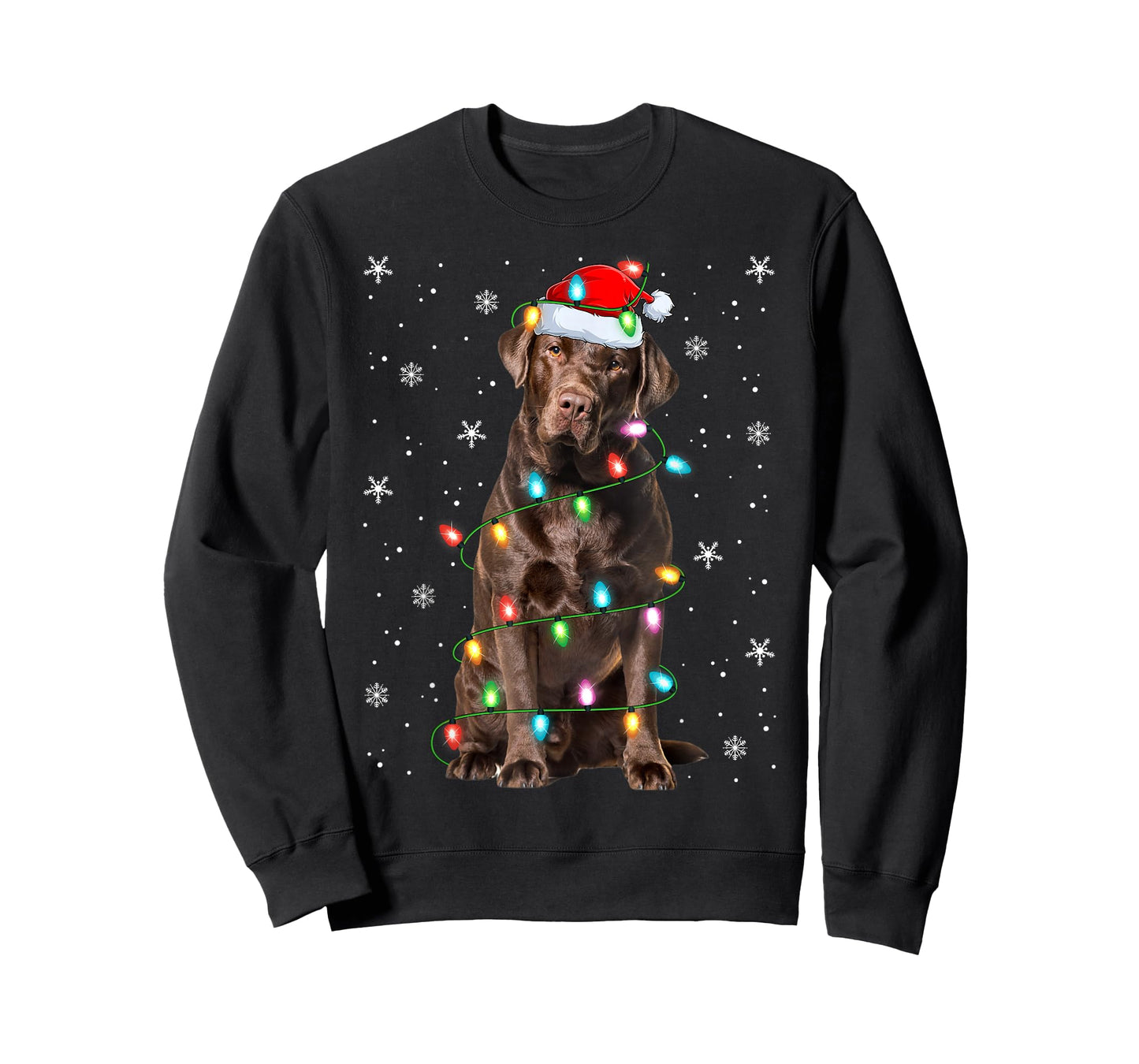 Chocolate Lab Labrador Retriever Dog Christmas Lights Xmas T-Shirt