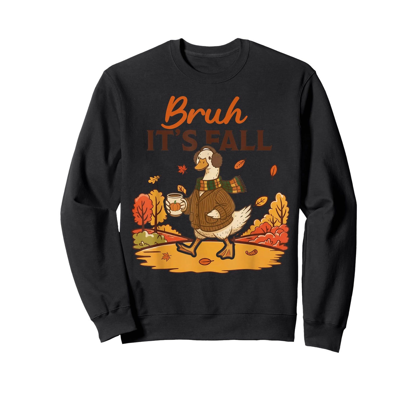 Cute Fall Goose Autumn Leaves Cozy Sweater Weather T-Shirt