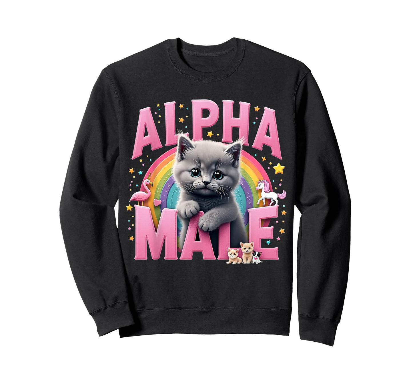 Funny Cat Alpha Cute Flamingo Meme Male Kitten Men or Women T-Shirt