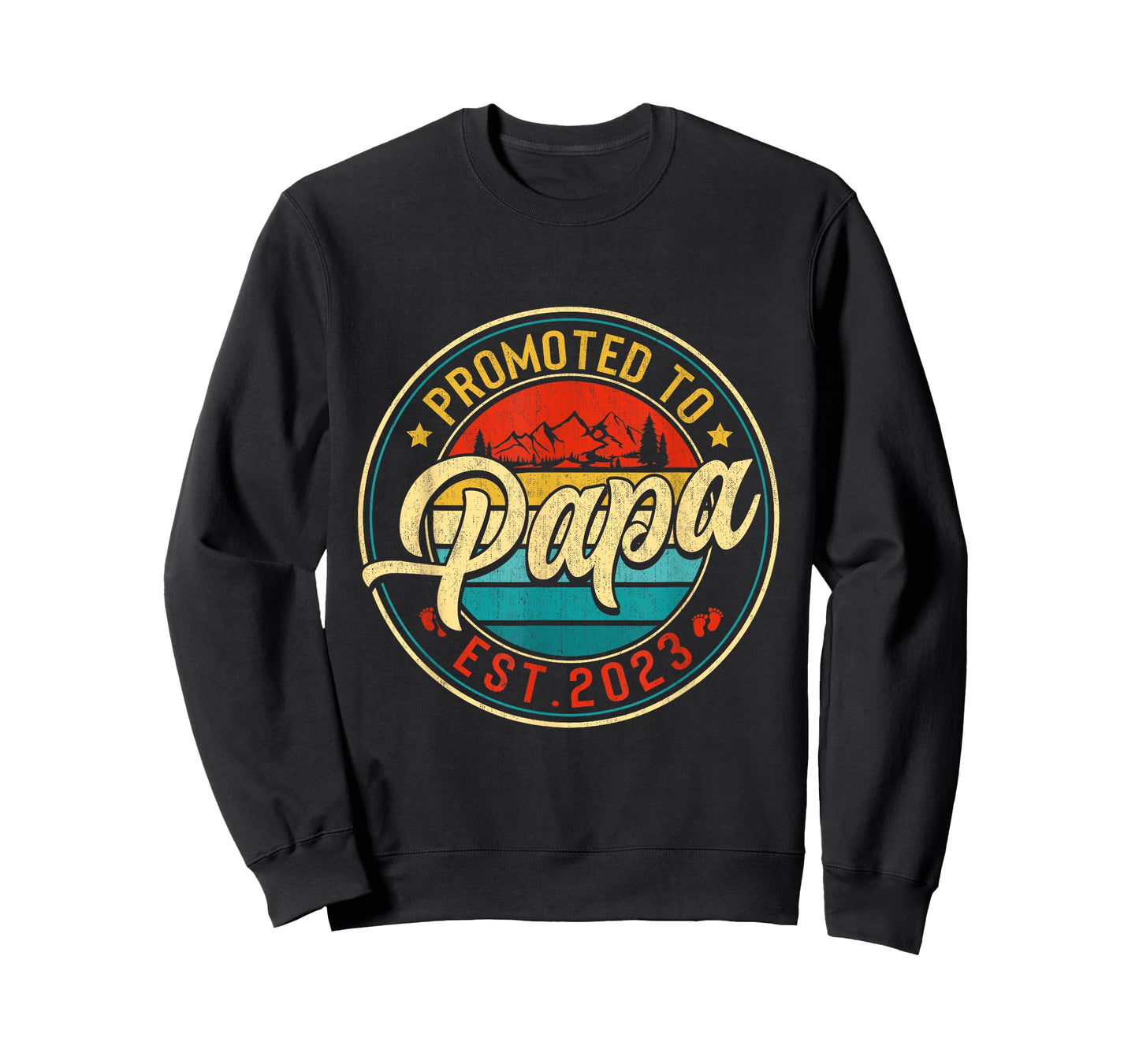 Mens Retro Vintage Promoted To Papa Est 2023 Men Family T-Shirt