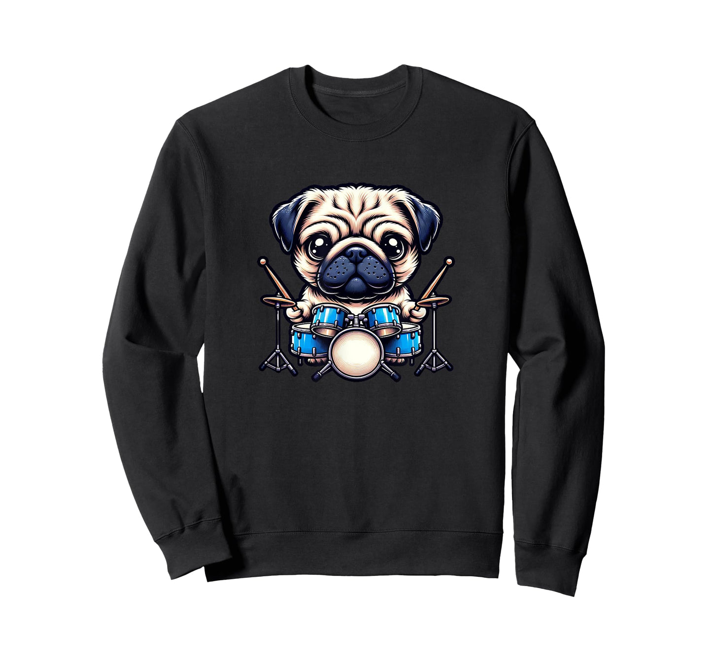 Cool Drummer Pug Dog Design For Men And Women T-Shirt