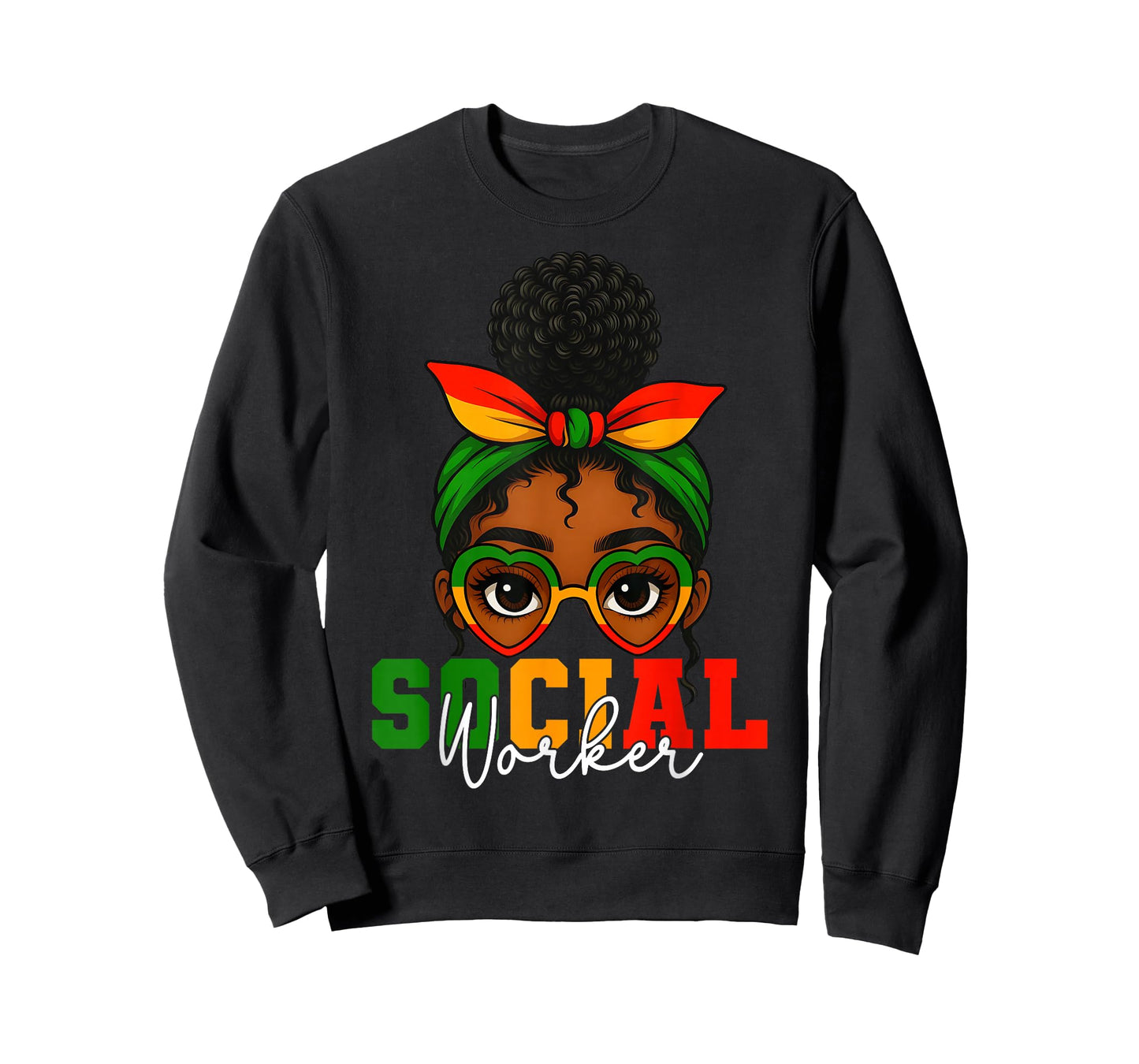 Social Worker Afro Girl Black History Month Flag Bandana T-Shirt
