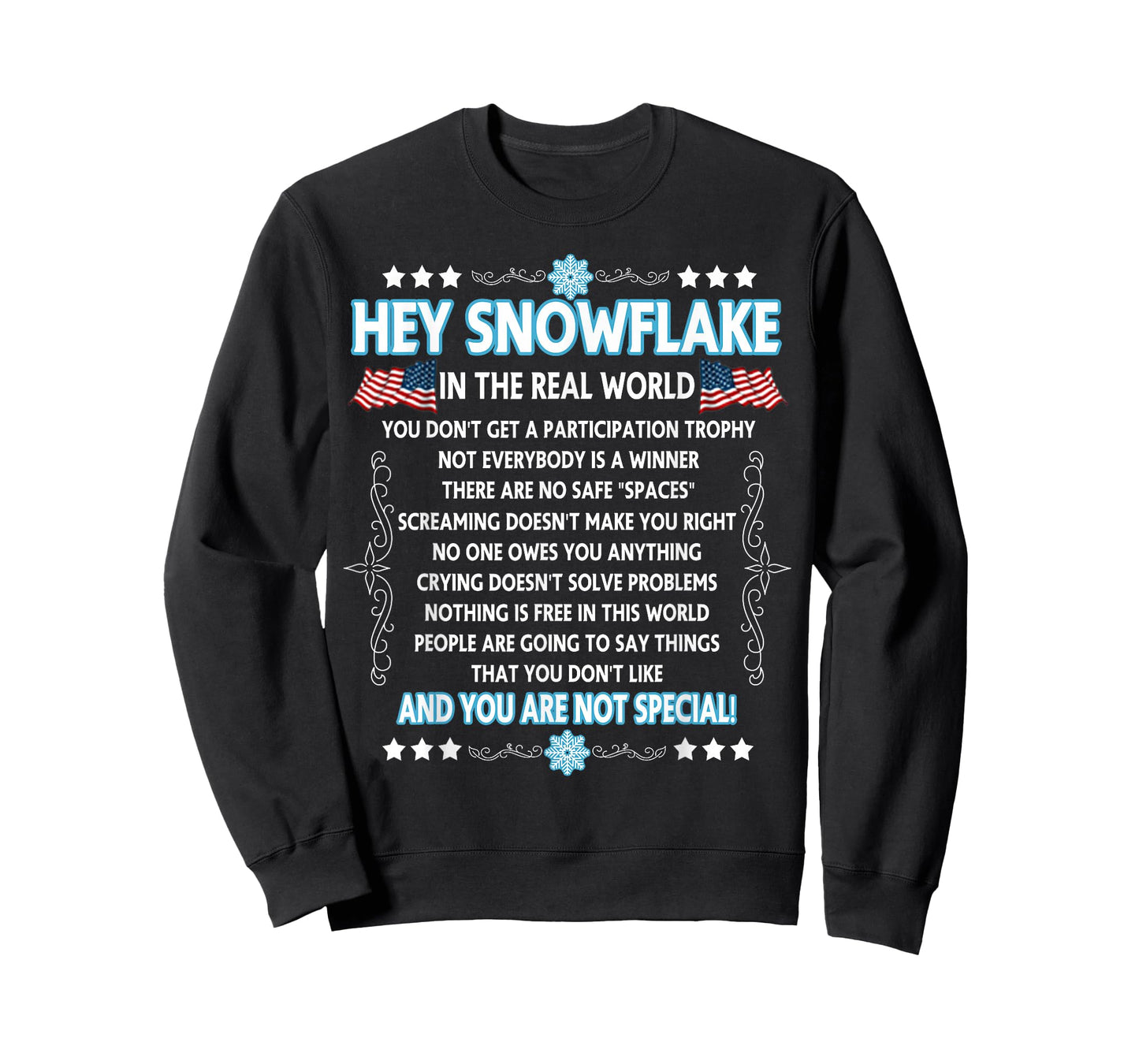 Hey Snowflake the real world t-shirt funny veteran gift T-Shirt
