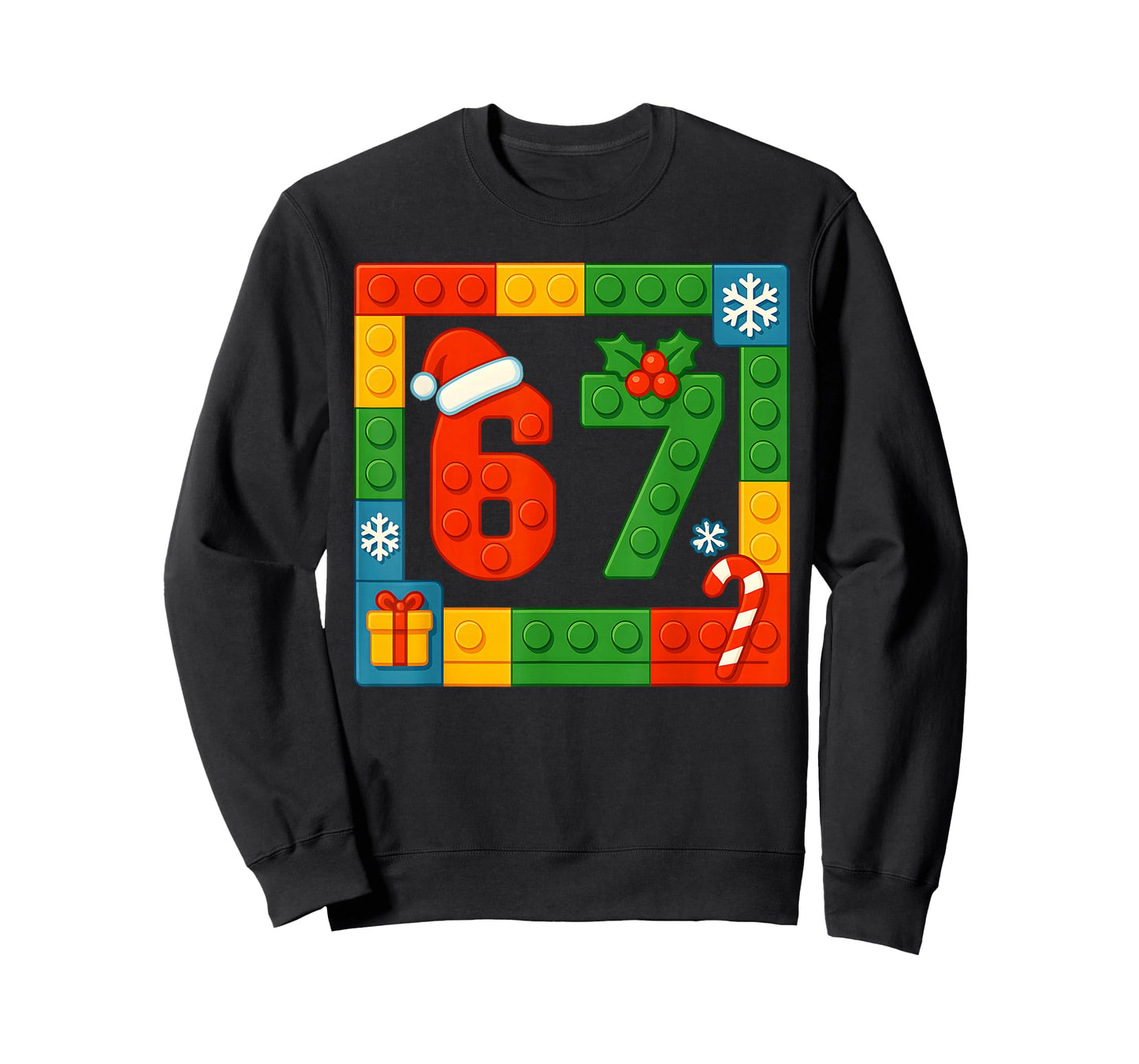67 Christmas Building Blocks Six Seven Meme Brick Builder T-Shirt