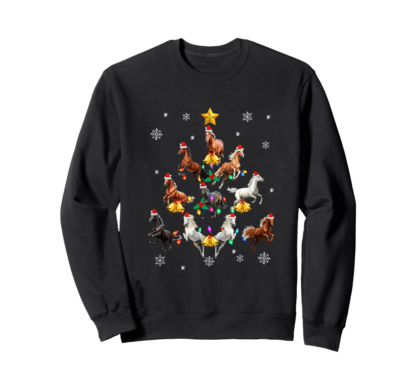 Horses Christmas Tree Horse Lover Xmas For Women Girls T-Shirt