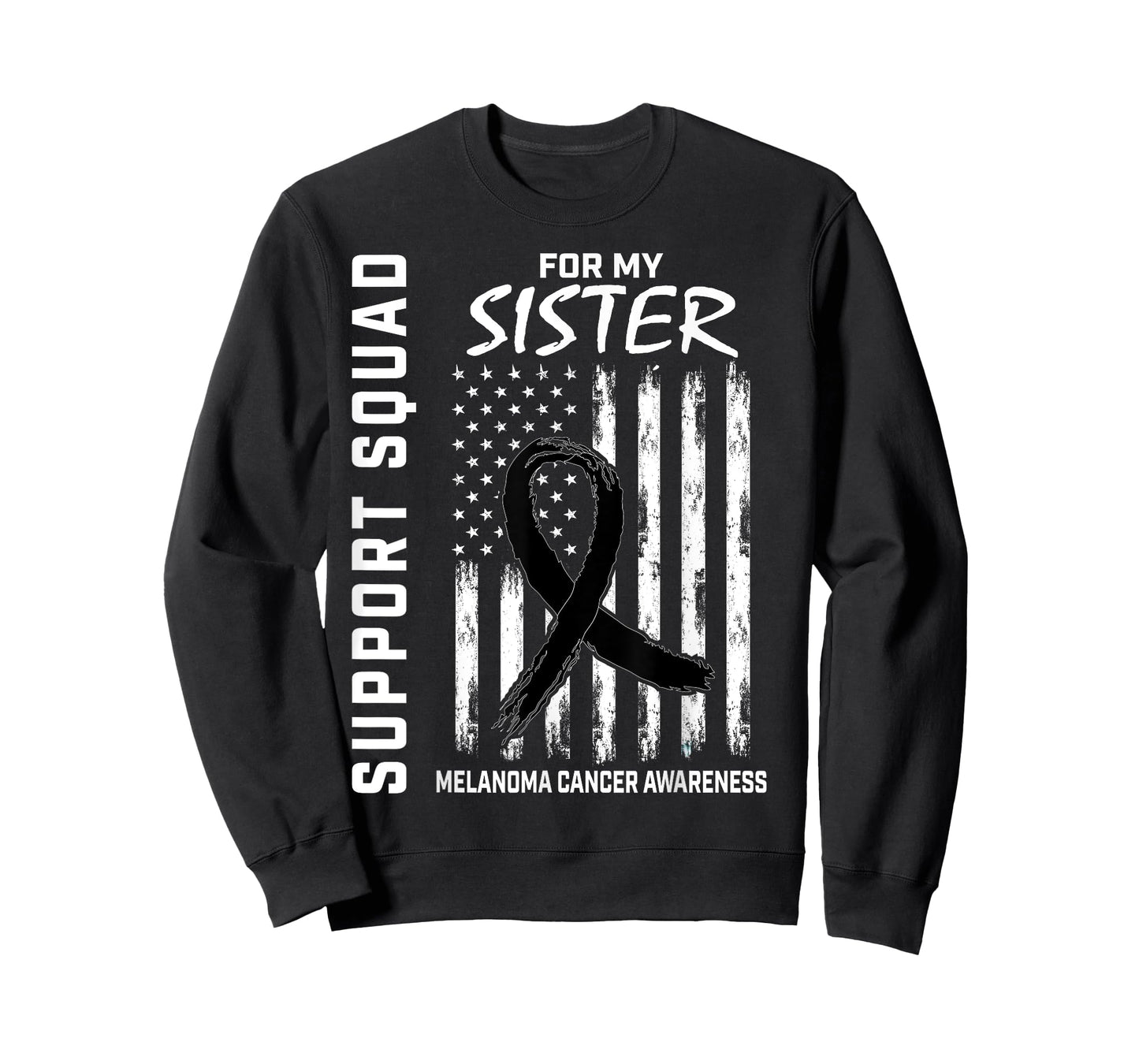 Melanoma Cancer Awareness Products Sister Support USA Flag T-Shirt