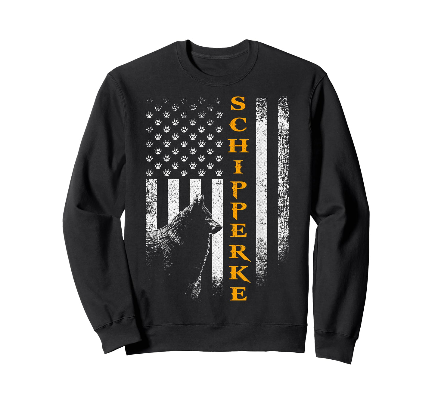 Vintage USA Schipperke Dog Silhouette American Flag Funny T-Shirt