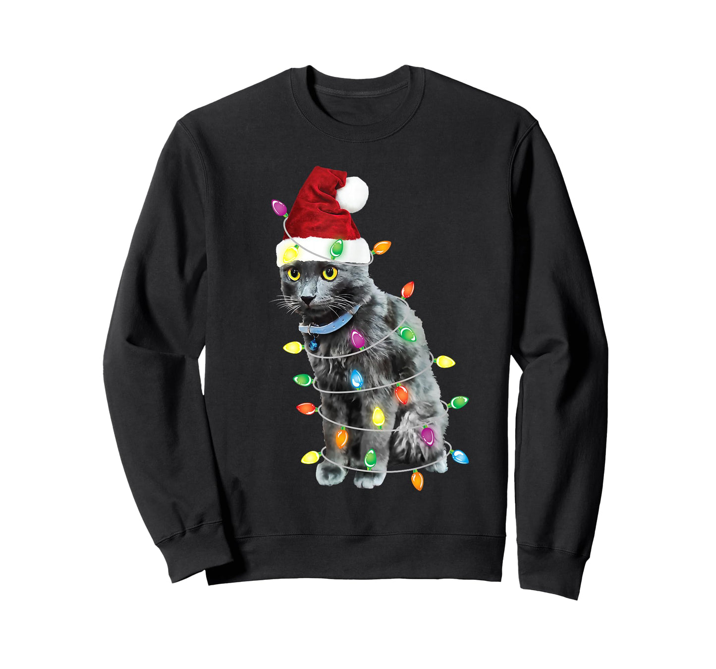 Black Cat Christmas Shirt Funny Christmas Tree T-Shirt