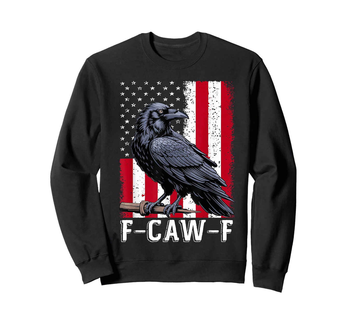 F-Caw-F Black Crow Black Bird Retro USA Flag Vintage F-Caw-F T-Shirt