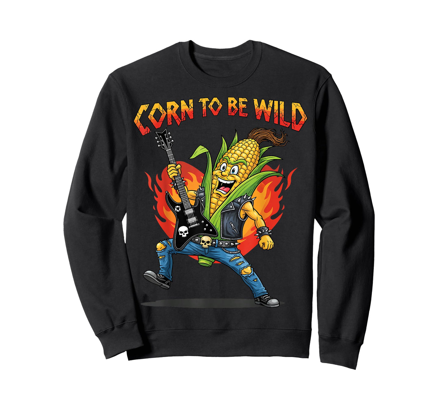 Corn to Be Wild Guitar Rocker Corn Cob Pun Funny Foodie T-Shirt