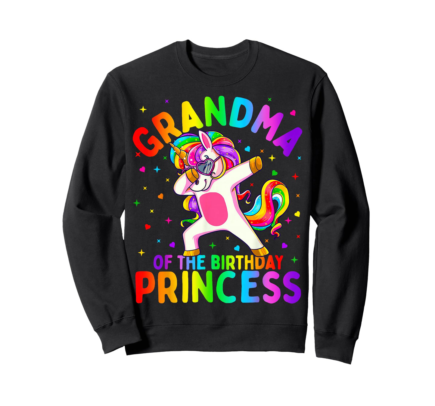 Grandma of The Birthday Princess Girl Dabbing Unicorn T-Shirt Small