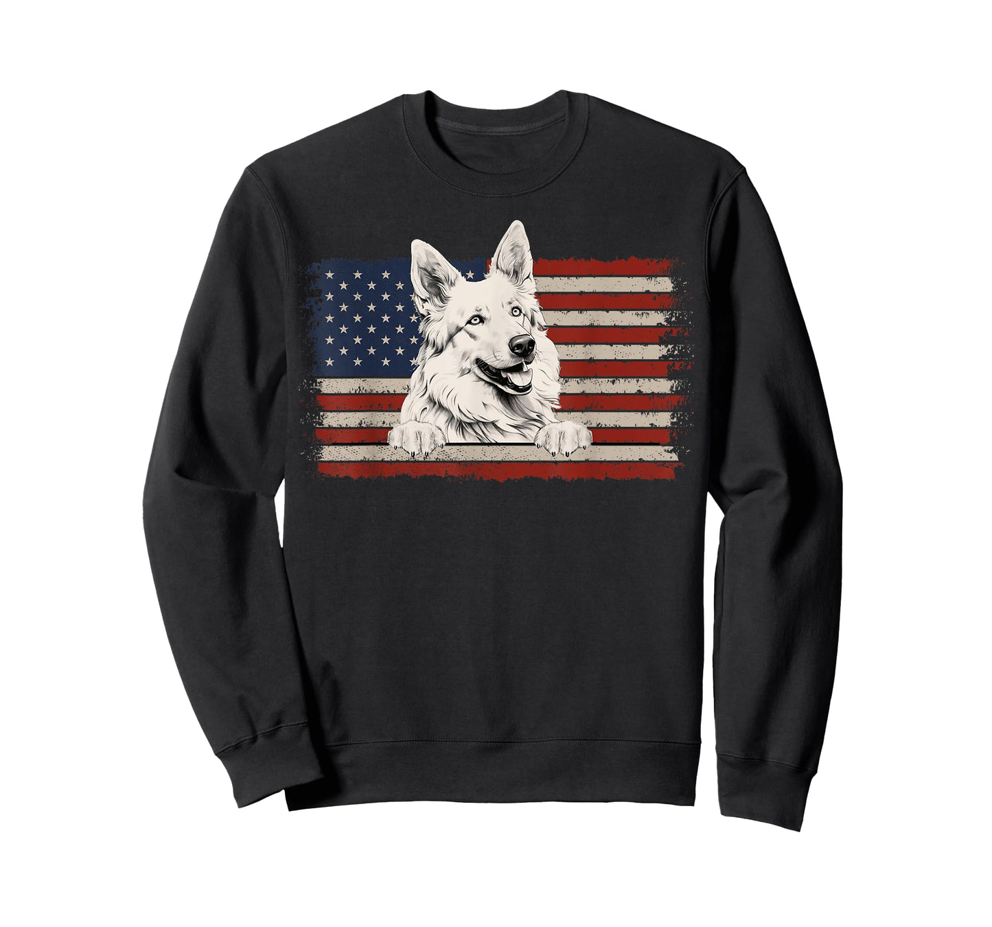 Patriotic White Swiss Shepherd American Flag USA 4th of July T-Shirt