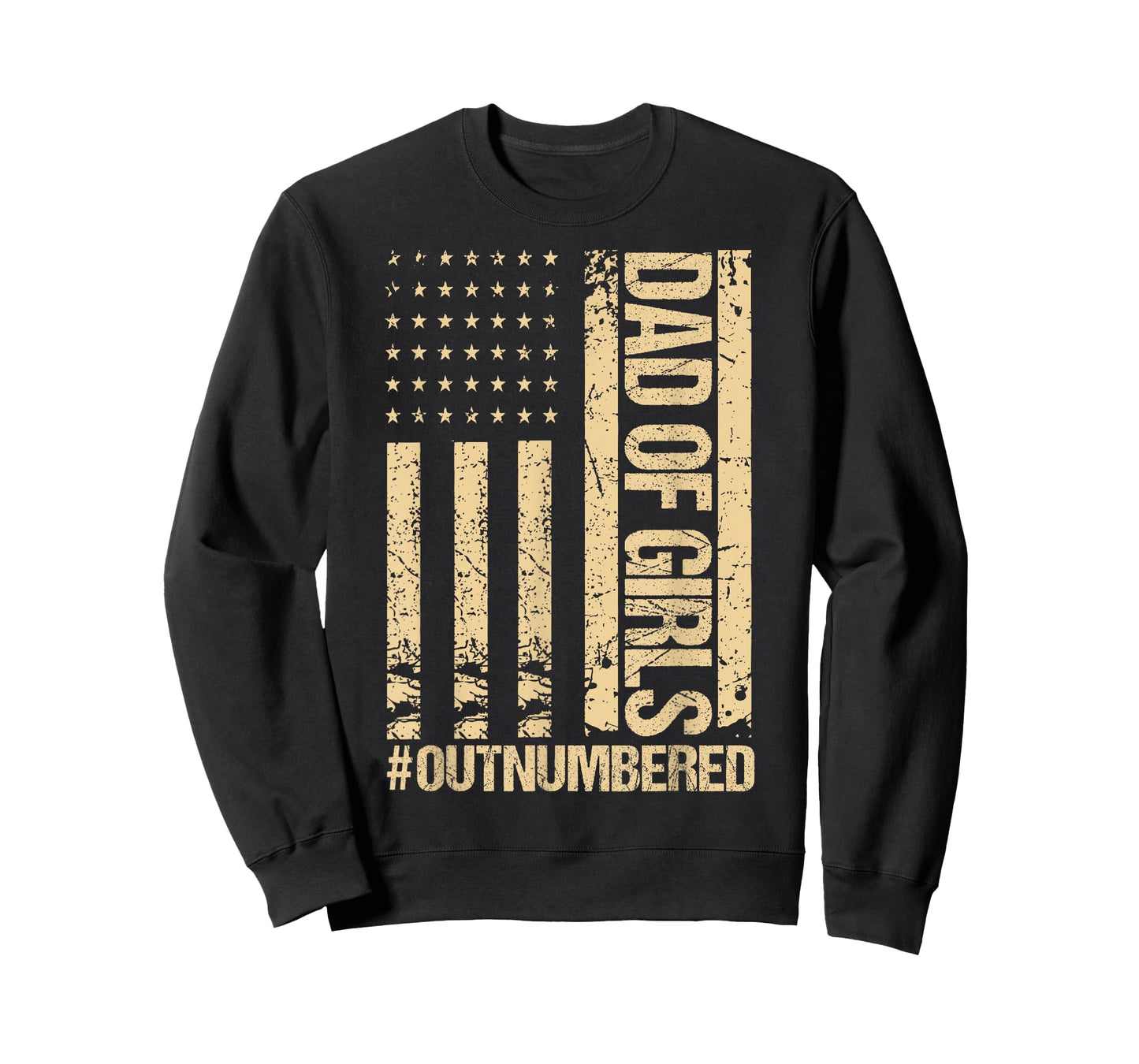 Dad of Girls Outnumbered American Flag Fathers Day T-Shirt