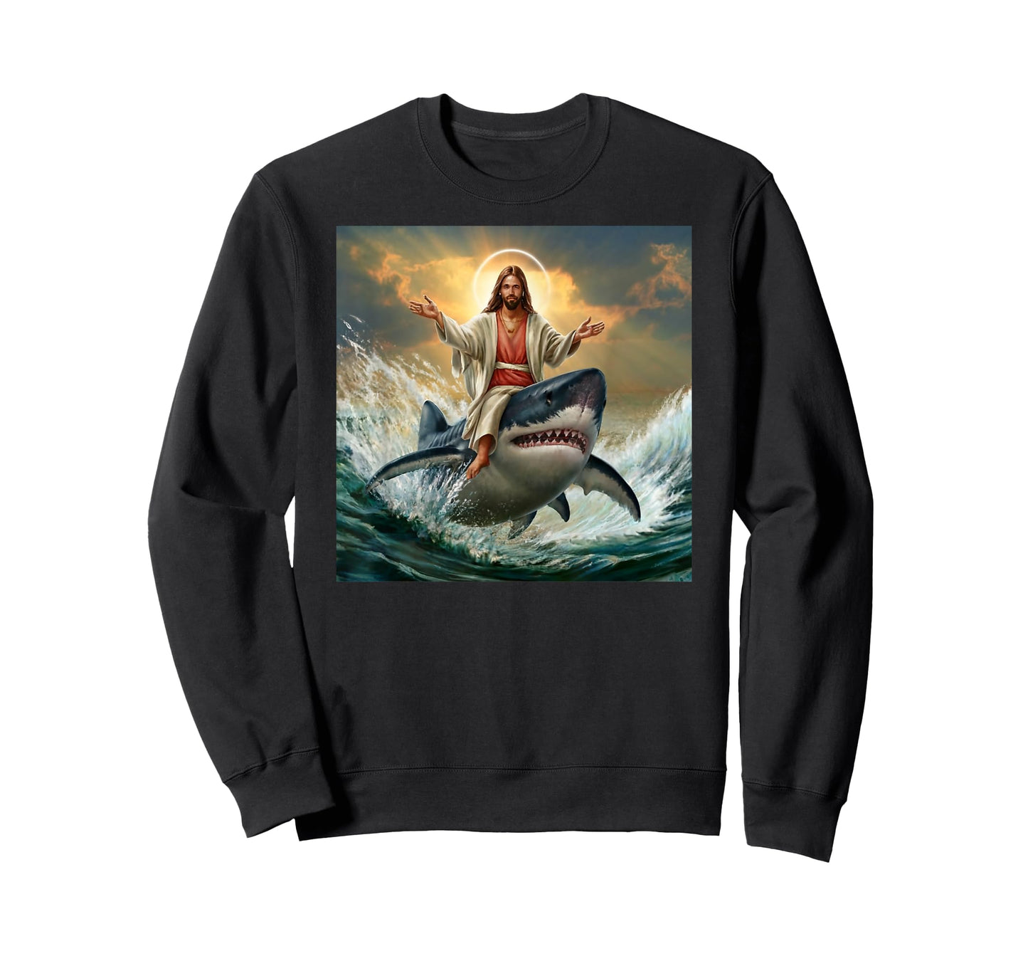 Christian Jesus Riding Shark Funny Shark Jesus Lover T-Shirt