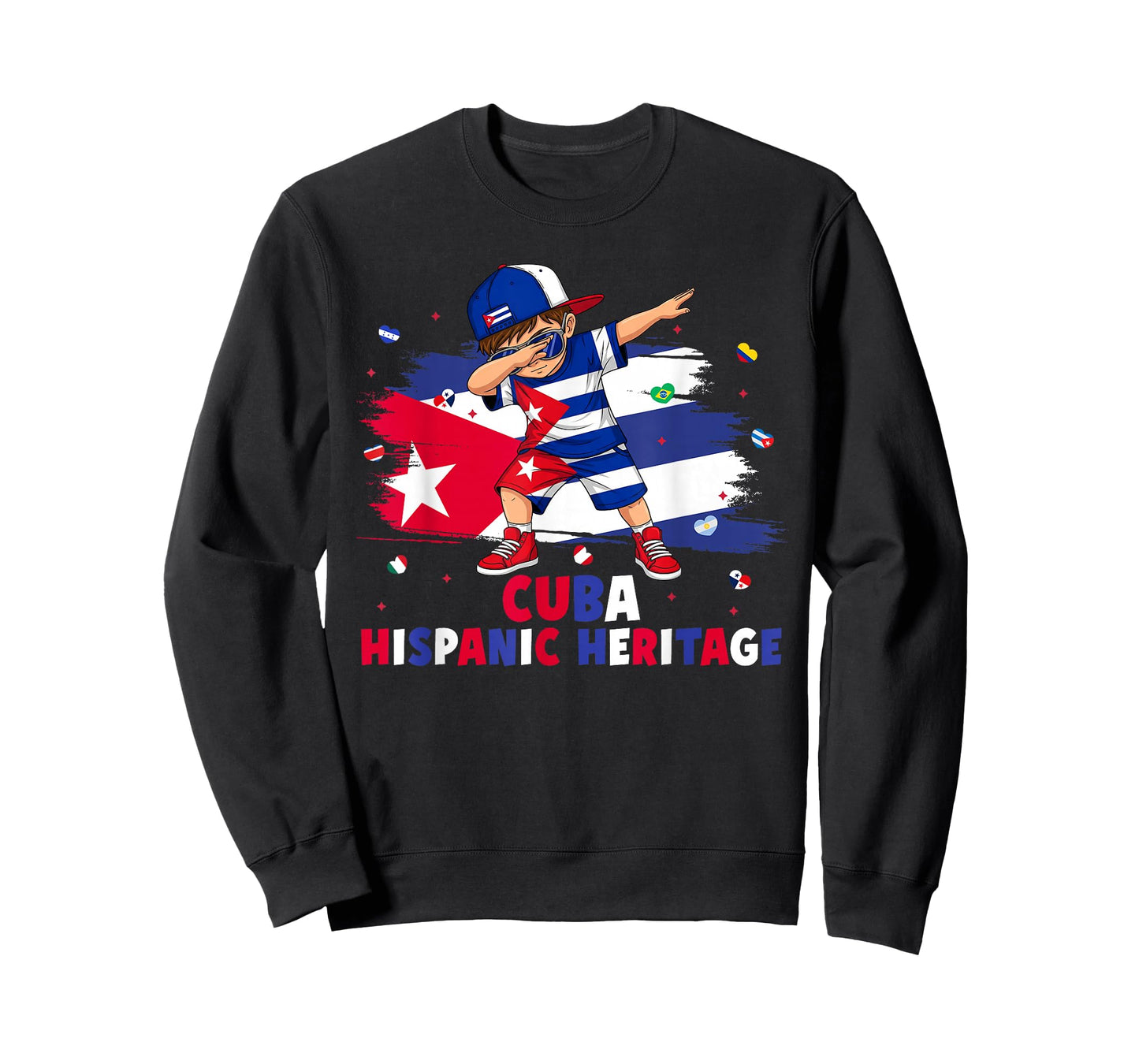 Dabbing Boy Cuba Hispanic Heritage Month Cuban Flag Kids T-Shirt