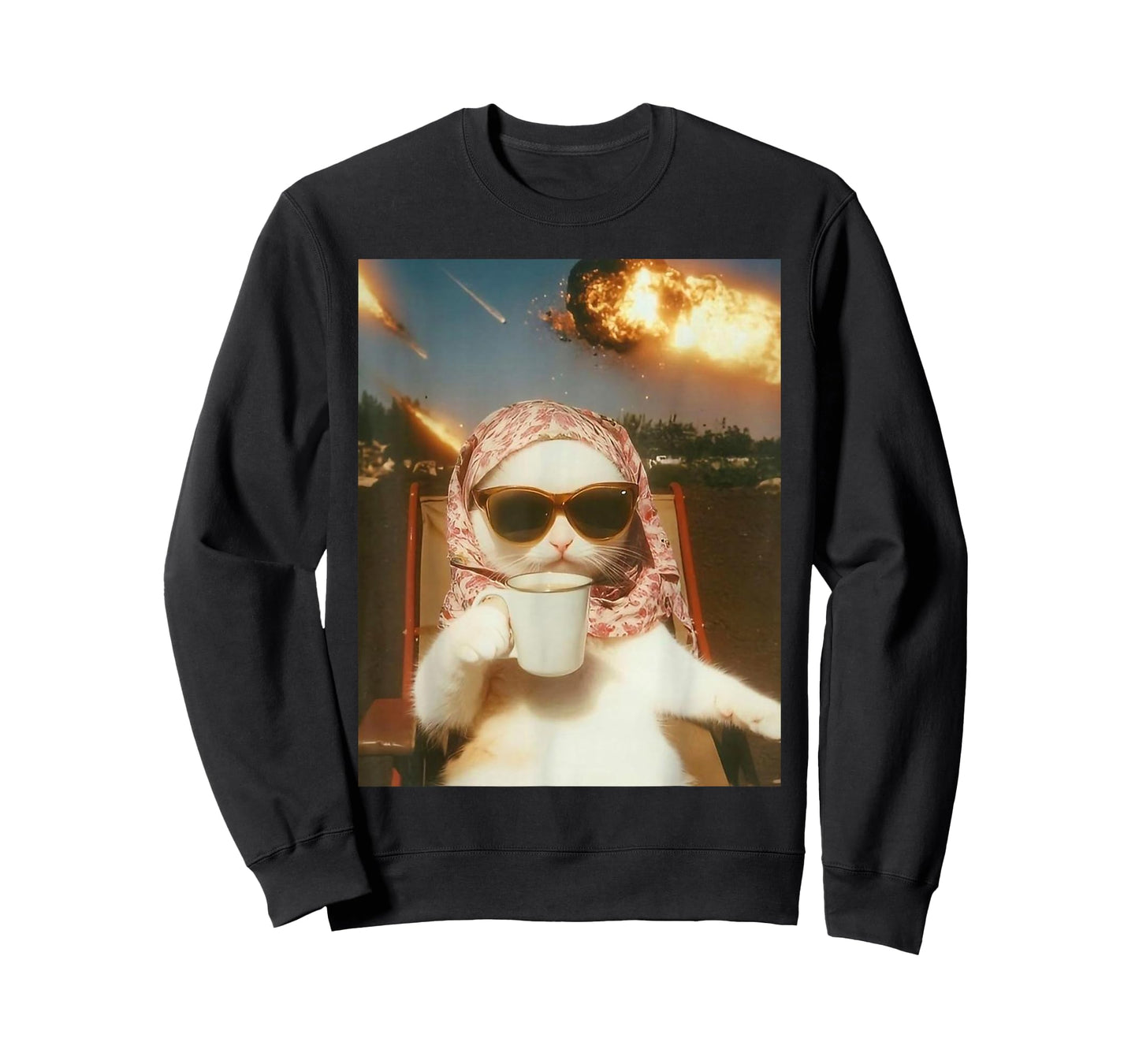 Funny Chill Cat Volcano Unhinged for Cat Lovers Man Women T-Shirt