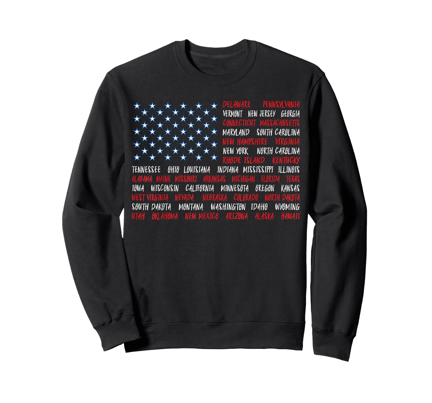 July 4th USA American Flag All 50 State Names T-Shirt