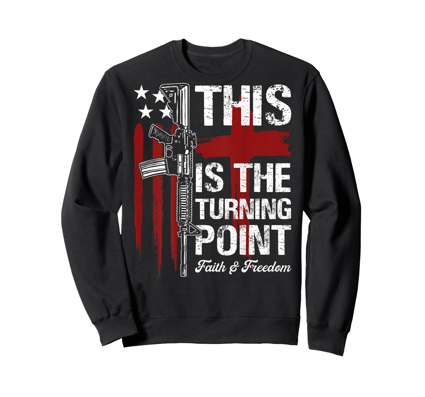 This is The Turning Point Faith Cross US Flag Patriotic Back T-Shirt