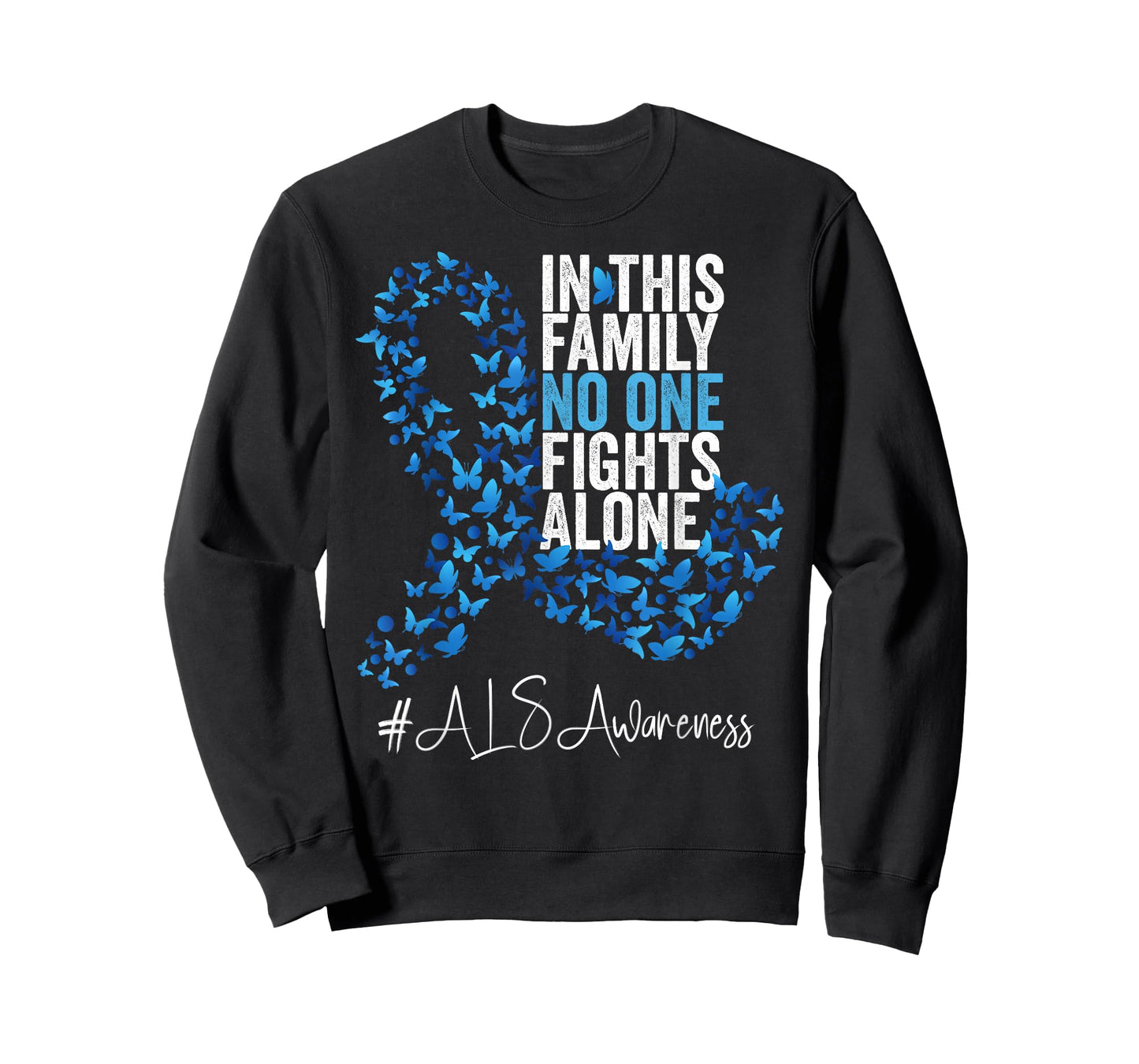 ALS Awareness Month Blue Ribbon Butterflies T-Shirt