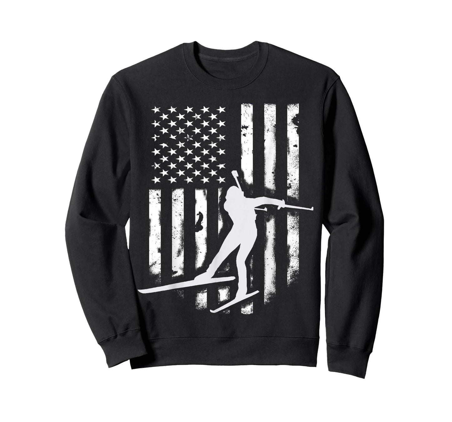 American USA Flag Nordic Ski T-Shirt Cool Skier Gift Top Tee